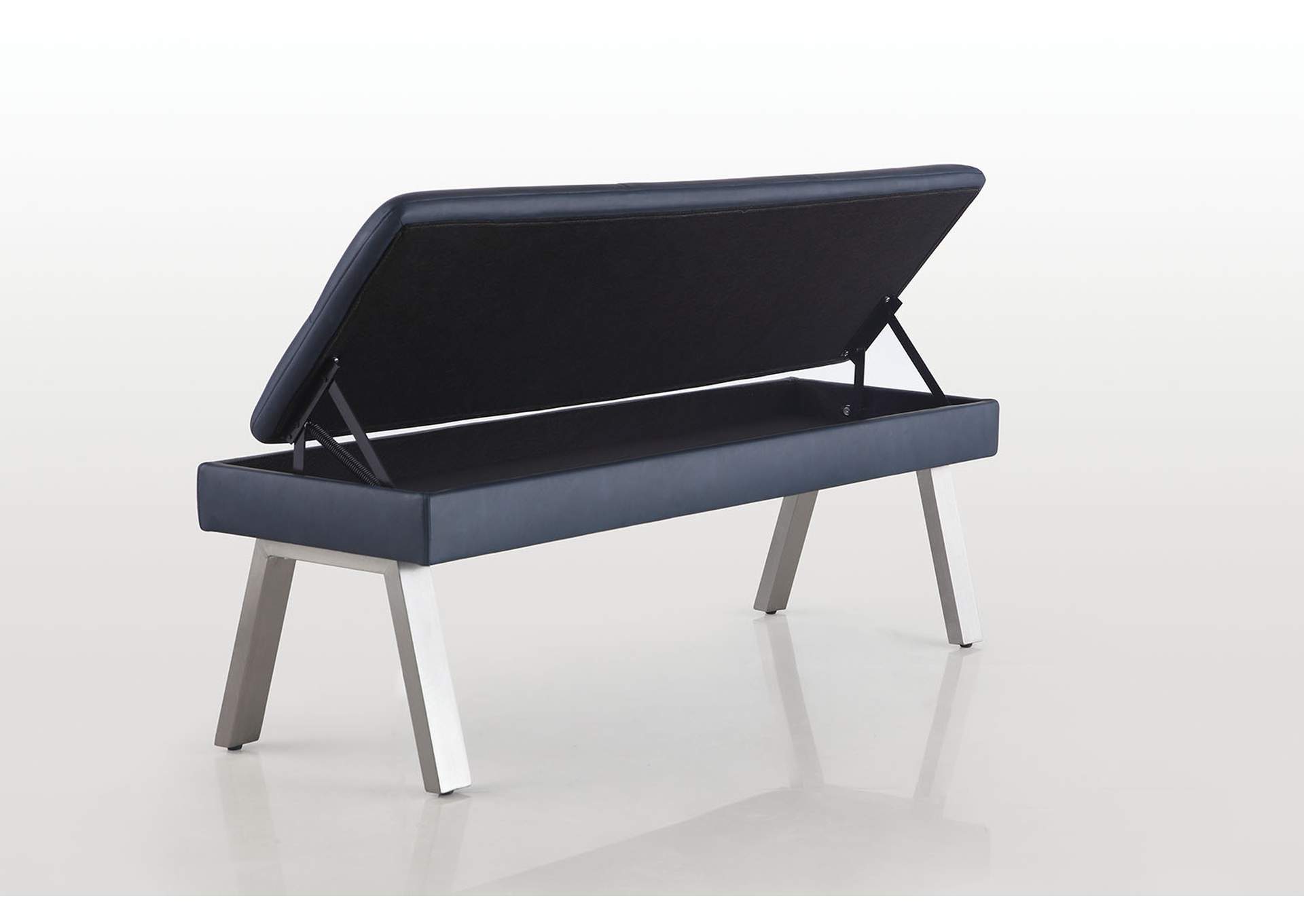 Tufted Bench With Underseat Storage & Steel Legs image 3