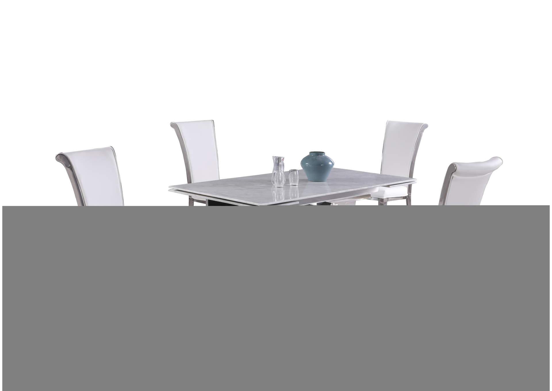 Dining Set With Extendable Carrara Marble Table & 4 High-Back Chairs image 4