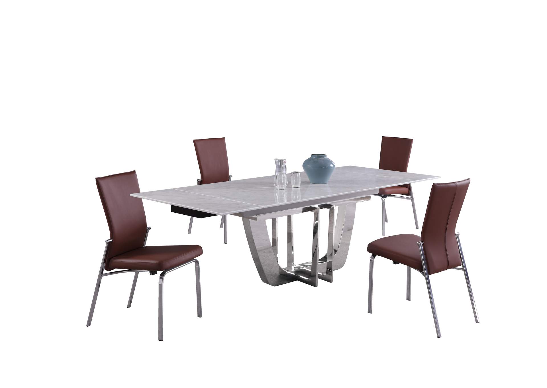 Contemporary Dining Set With Extendable Marble Table & 4 Motion Chairs image 5