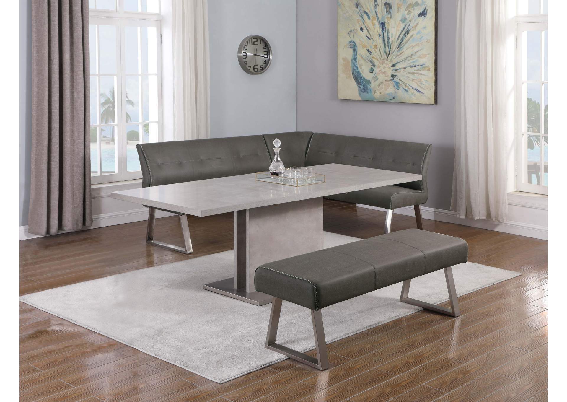 Contemporary Dining Set With Extendable Table , Nook & Bench image 1