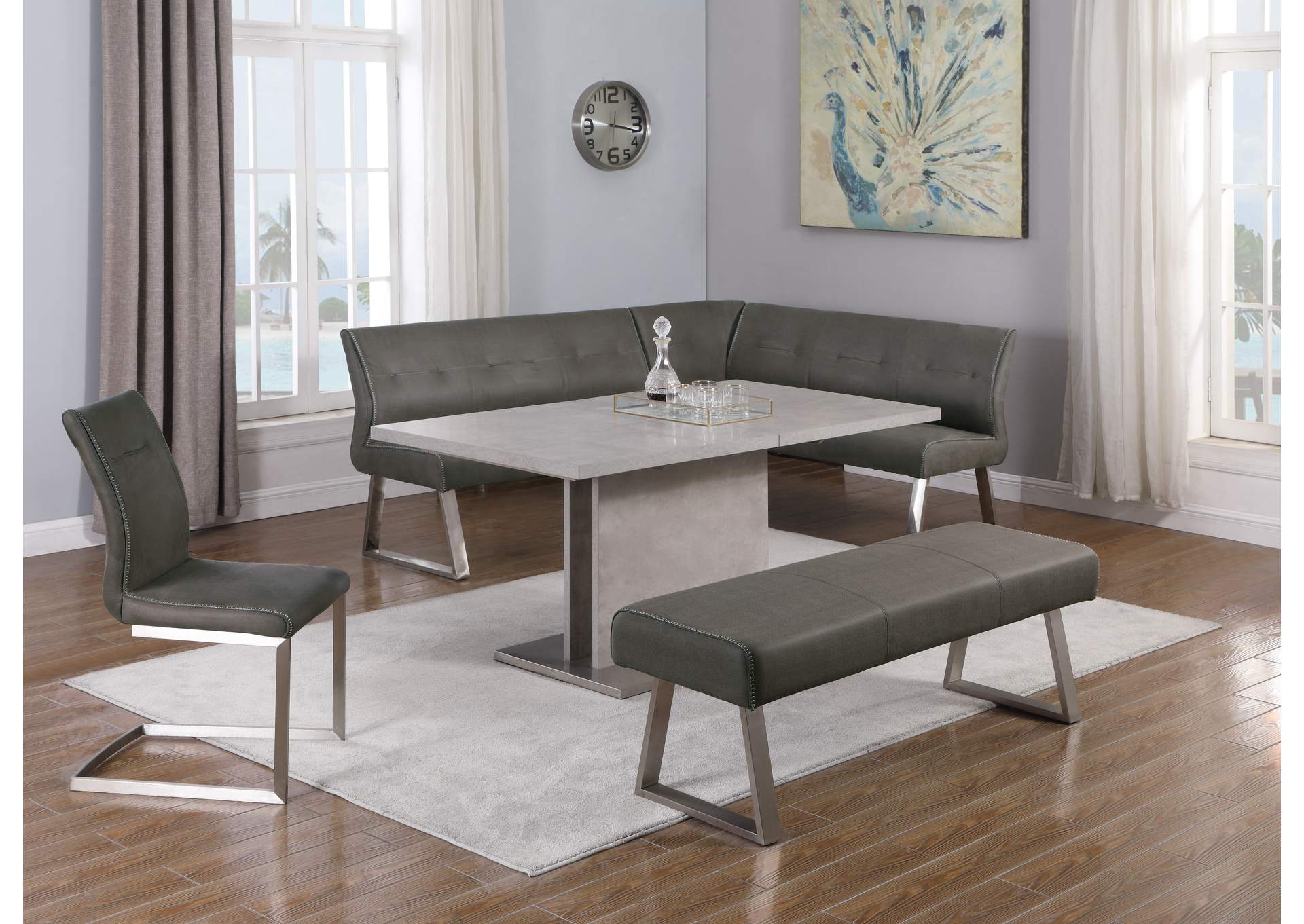 Contemporary Dining Set With Extendable Table & 4 Upholstered Chairs image 3