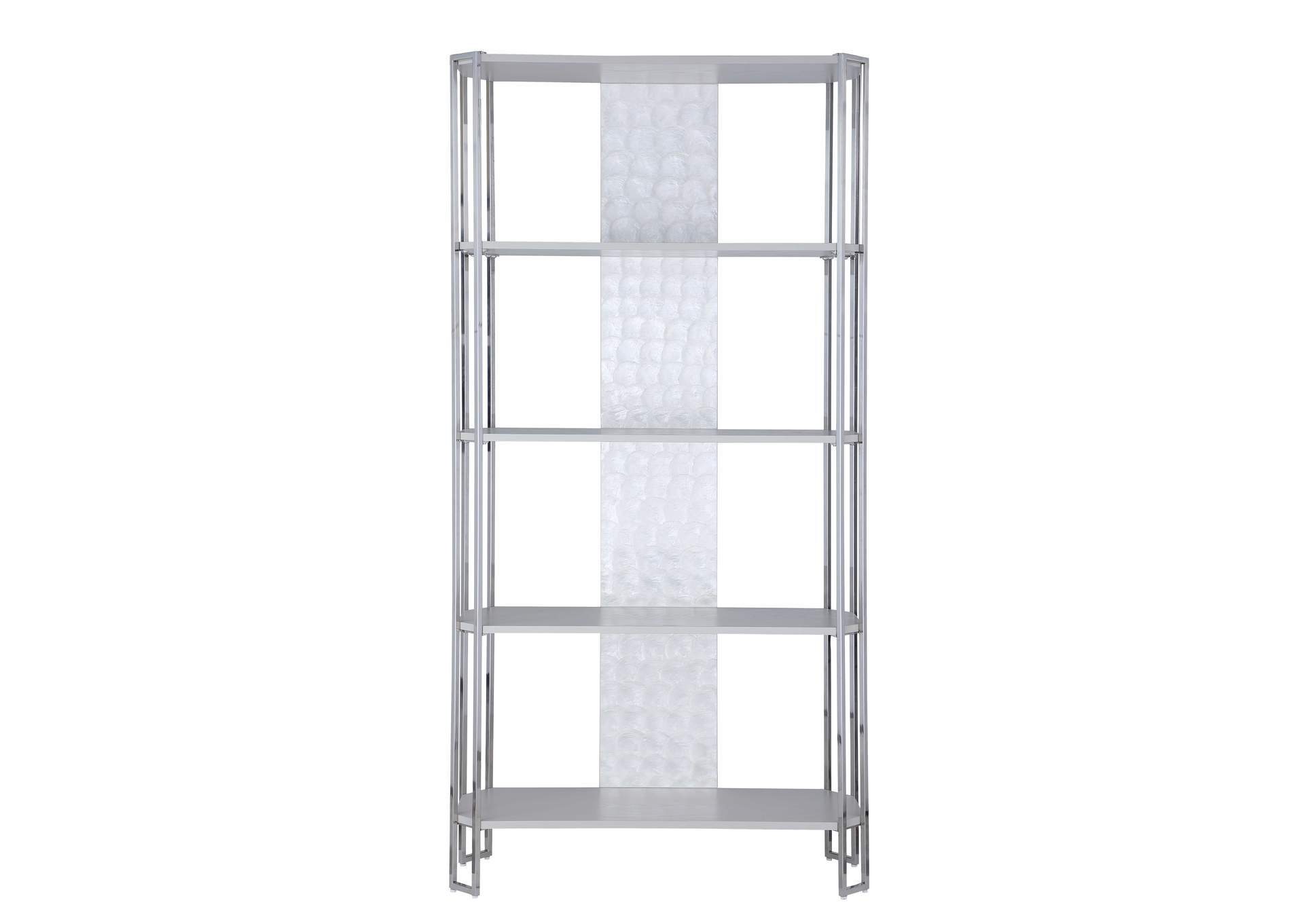 Contemporary Gray Bookshelf With Polished Steel Frame image 5