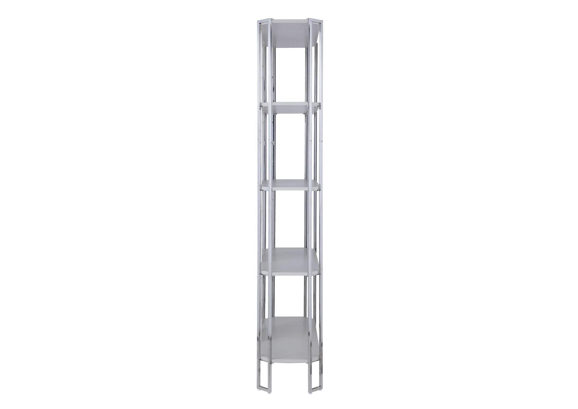 Contemporary Gray Bookshelf With Polished Steel Frame image 6