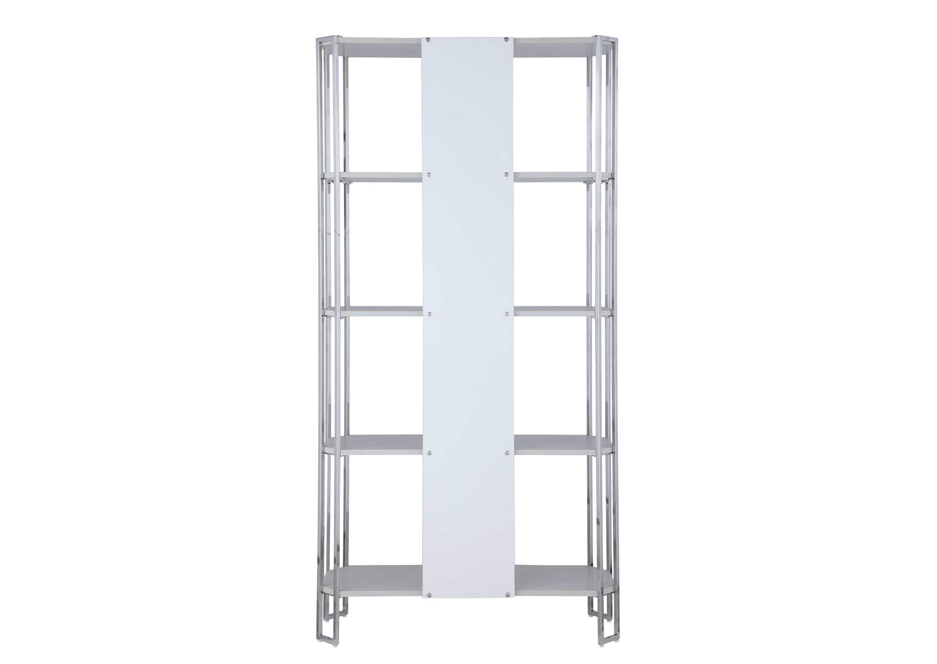 Contemporary Gray Bookshelf With Polished Steel Frame image 7