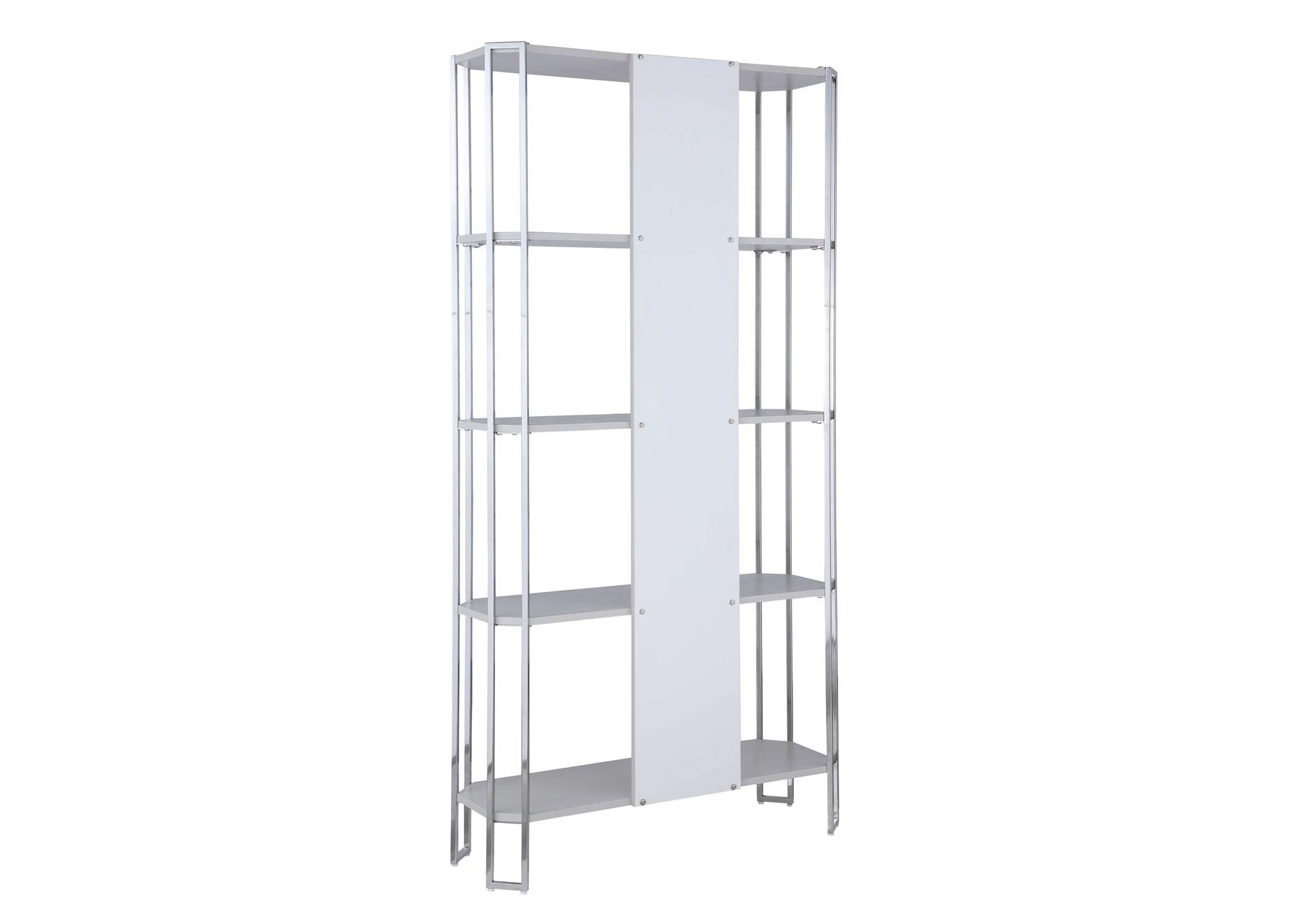 Contemporary Gray Bookshelf With Polished Steel Frame image 4