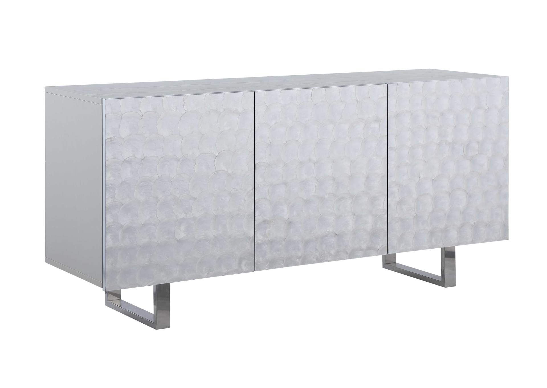 Contemporary Buffet With Steel Legs & Seashell Veneer Accents image 3