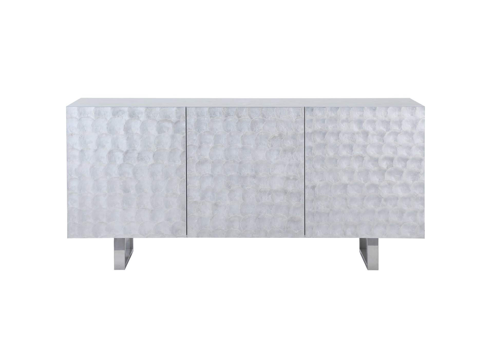 Contemporary Buffet With Steel Legs & Seashell Veneer Accents image 5