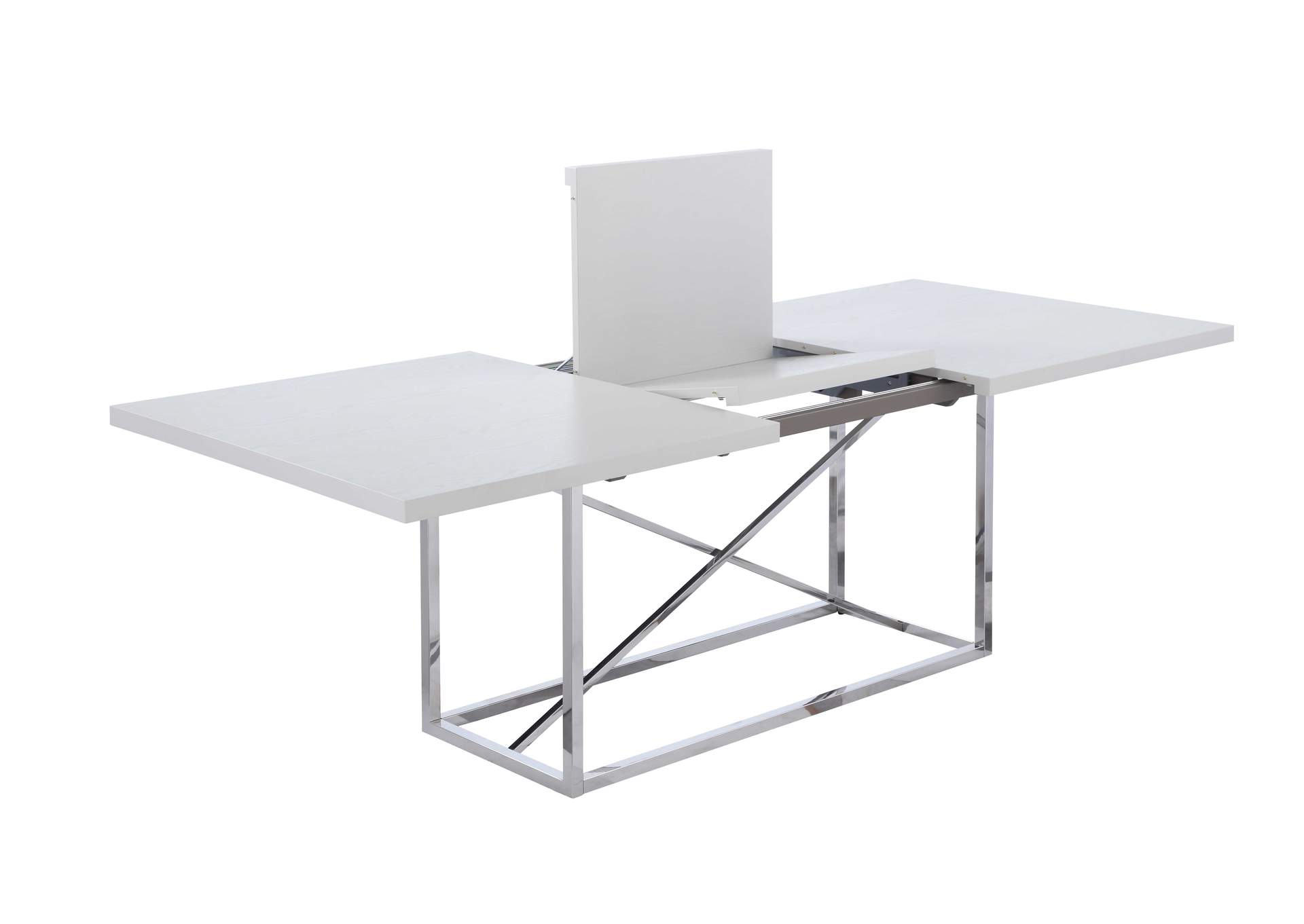 Contemporary Extendable Gray Dining Table With Steel Frame image 4