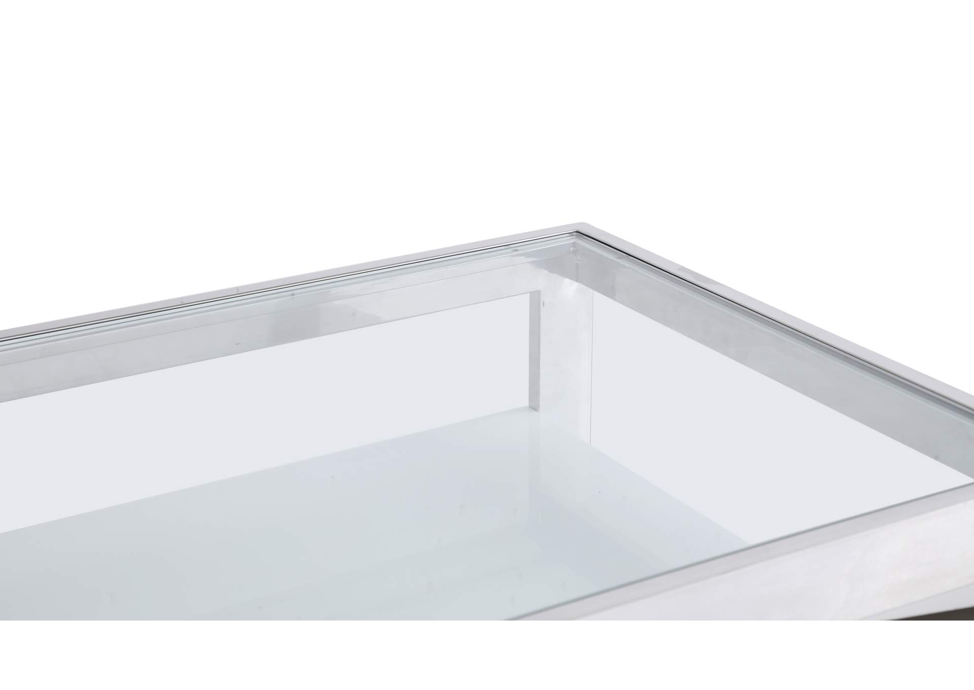 Modern White Buffet With Stainless Steel & Tempered Glass Top image 8