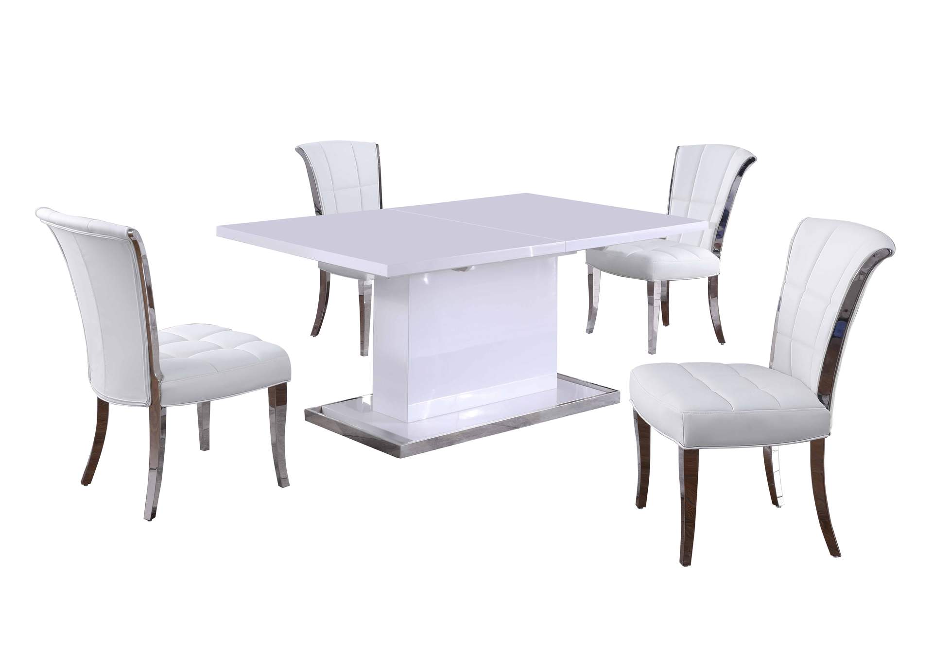 Modern Dining Set With Extendable White Table & White Chairs image 3