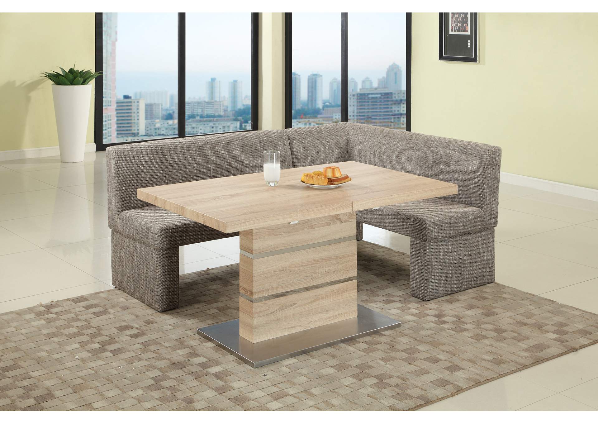 Modern Dining Set With Extendable Table & Upholstered Nook image 3