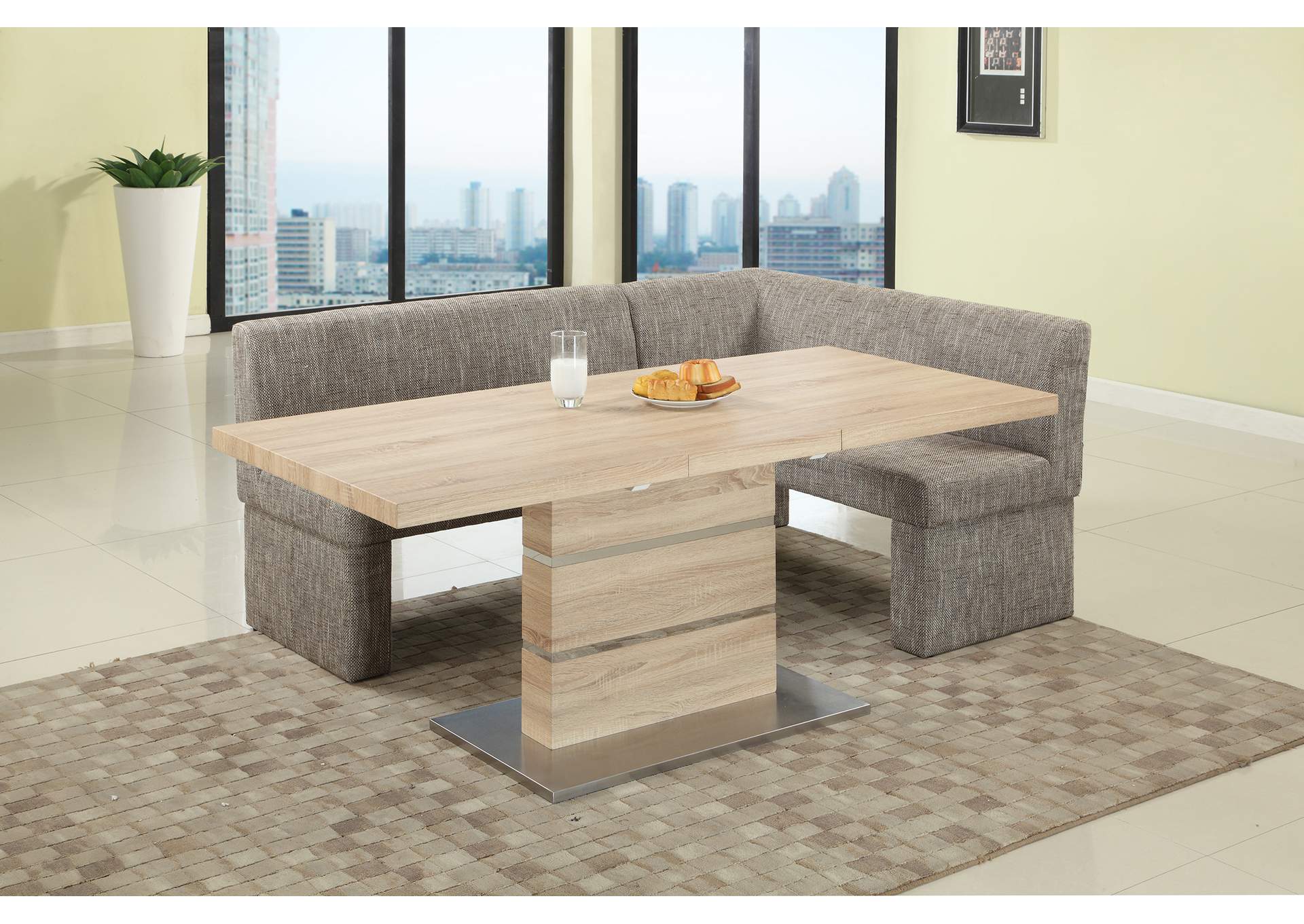 Modern Dining Set With Extendable Table & Upholstered Nook image 1
