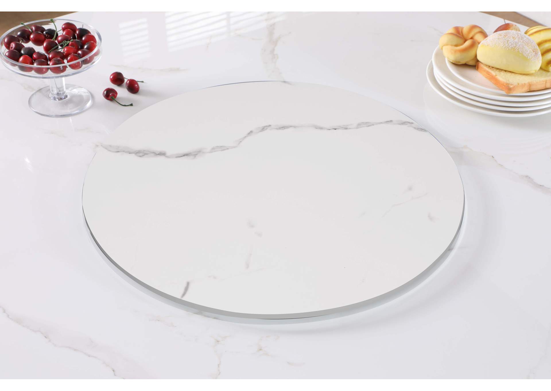 24” Round White Ceramic Lazy Susan