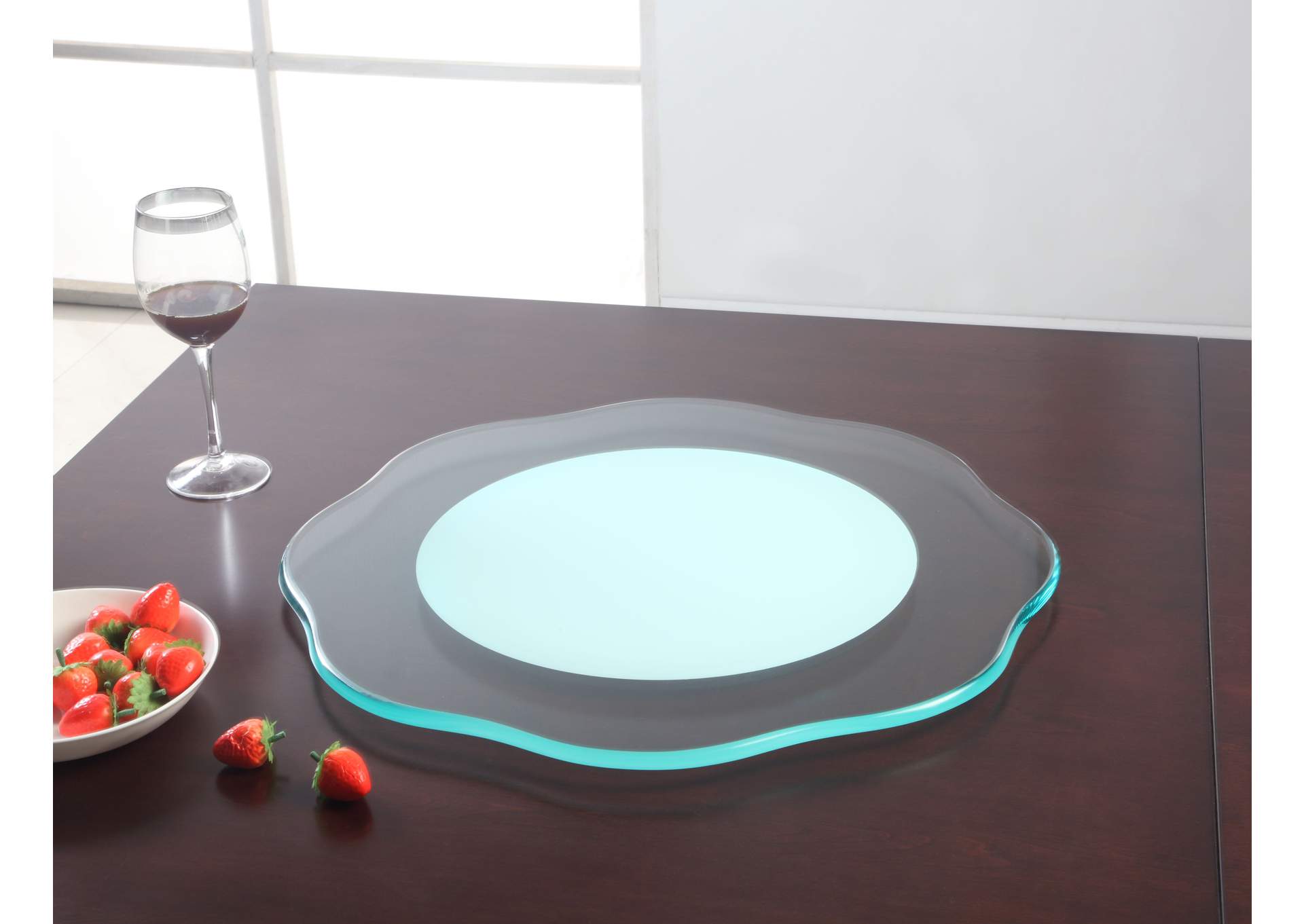 24" Round Glass Flower-Shaped Lazy Susan image 1