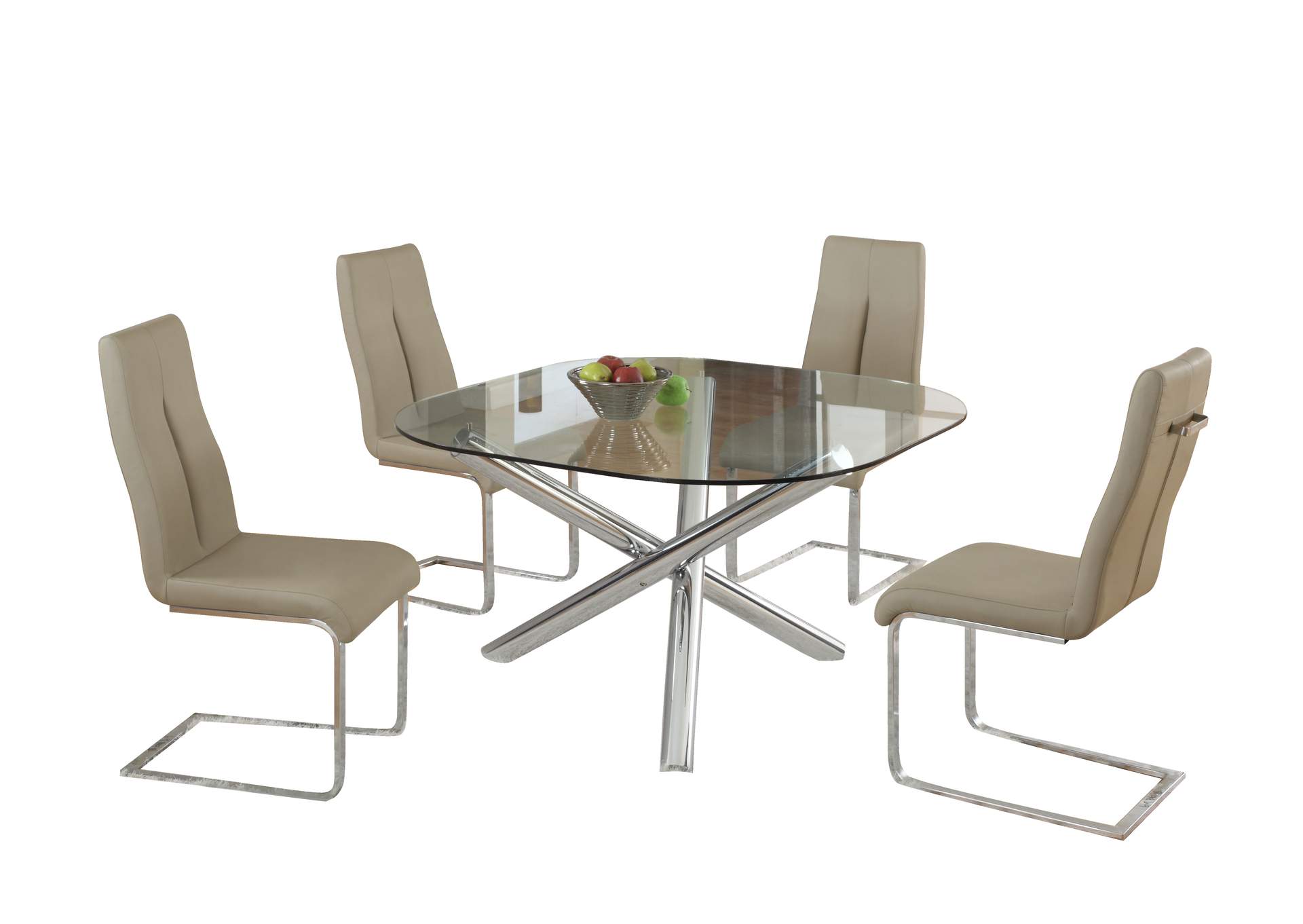 Dining Set With Glass Top Table & 4 Cantilever Chairs image 3