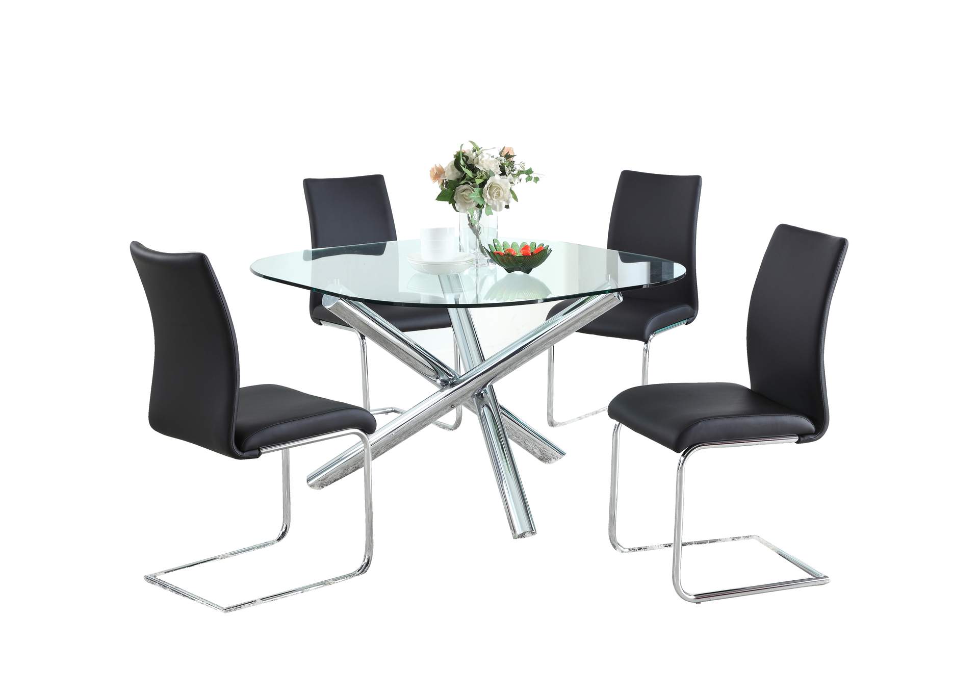 Dining Set With Glass Top Table & 4 Cantilever Chairs image 3