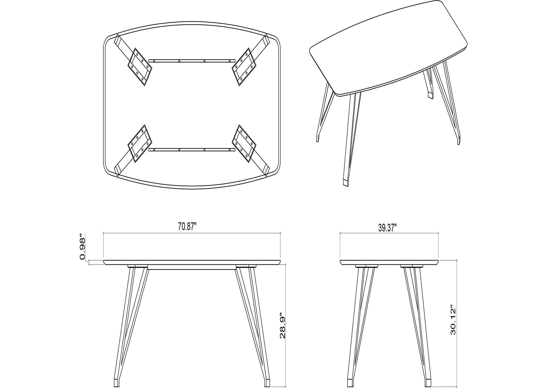 Contemporary Dining Set With Marbleized Wooden Table & Four 2-Tone Chairs image 8
