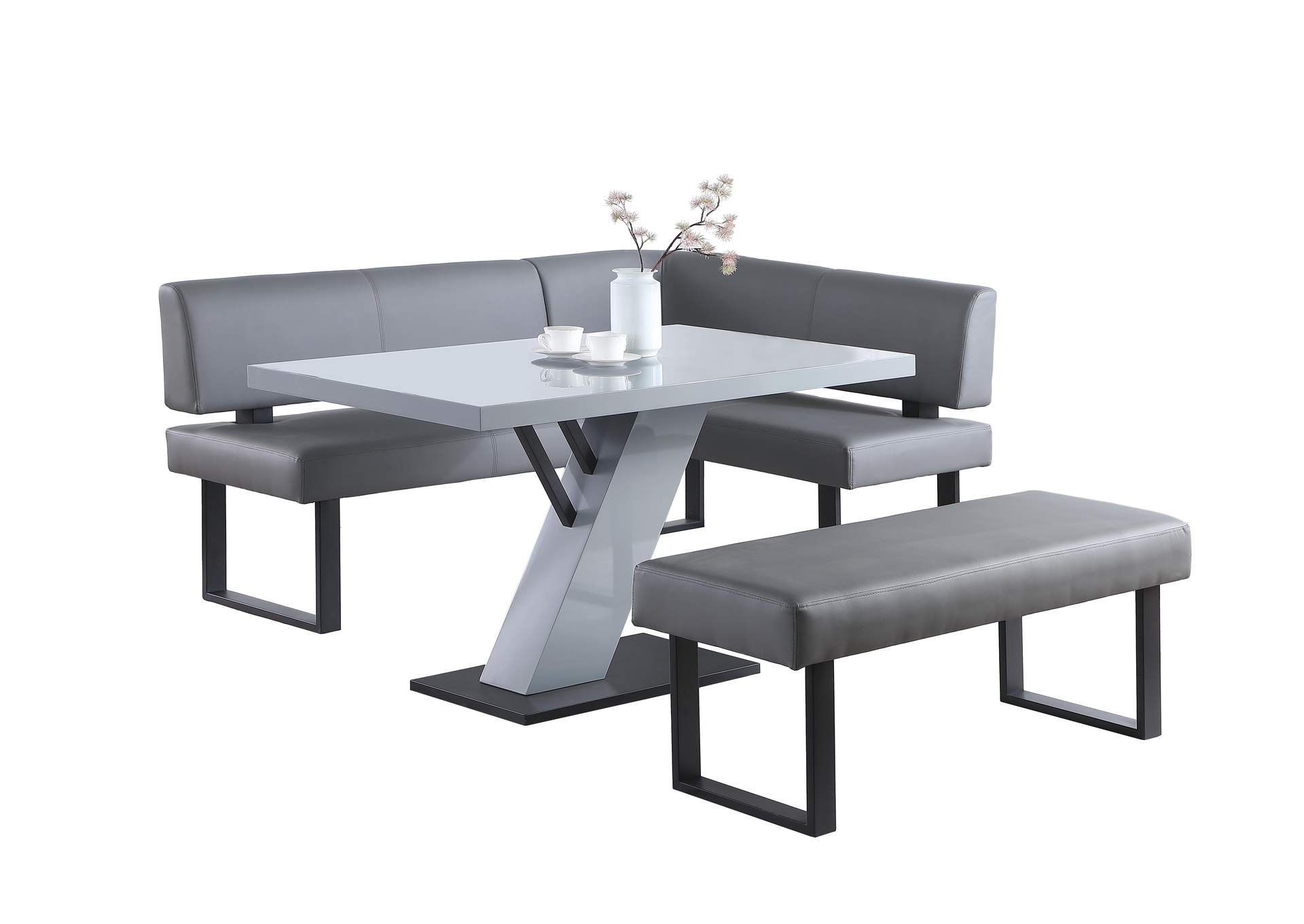 Contemporary Dining Set With Wooden Dining Table , Nook & Bench image 3