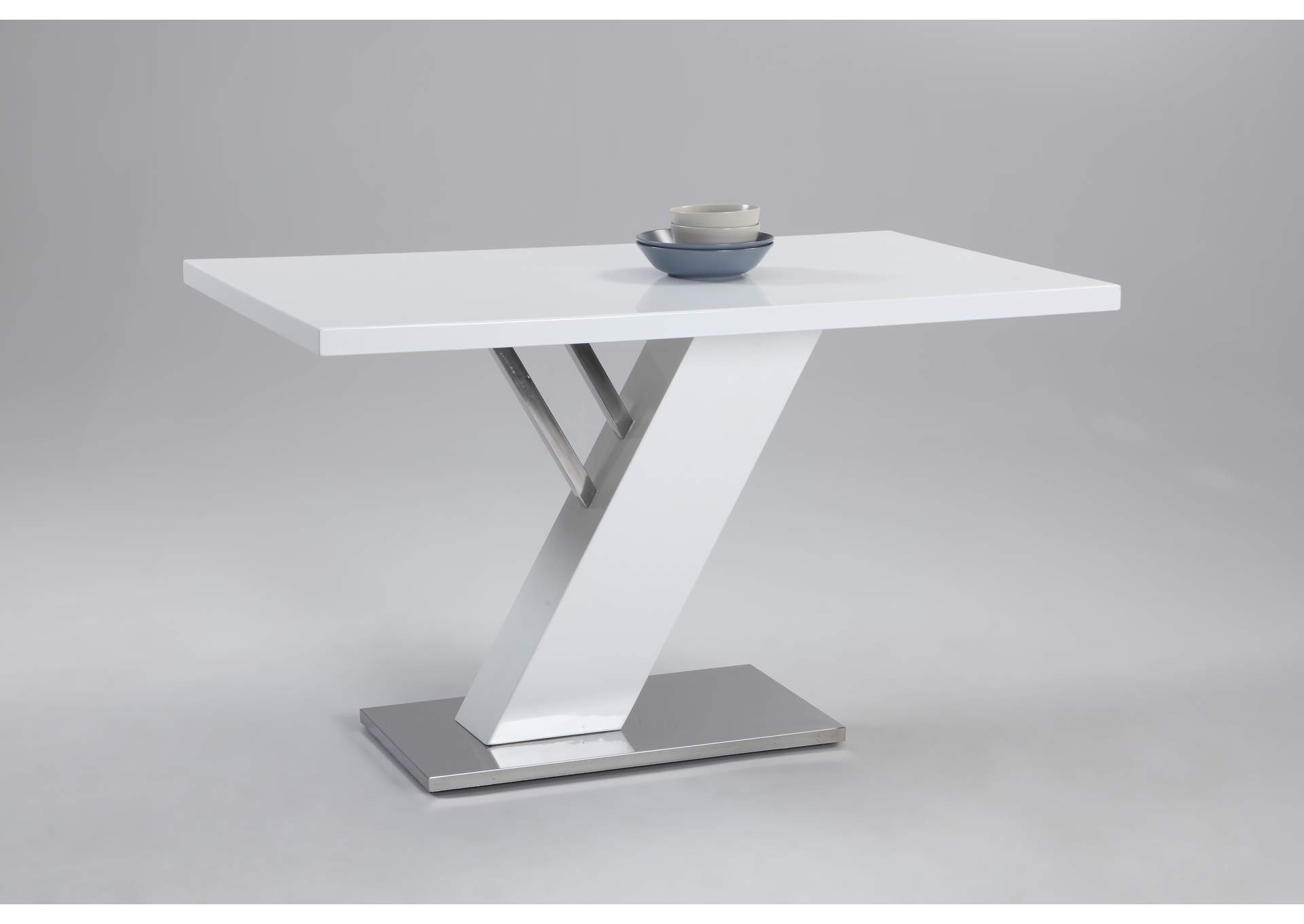 Contemporary Dining Table With White Gloss Top & Y-Shaped Pedestal image 3
