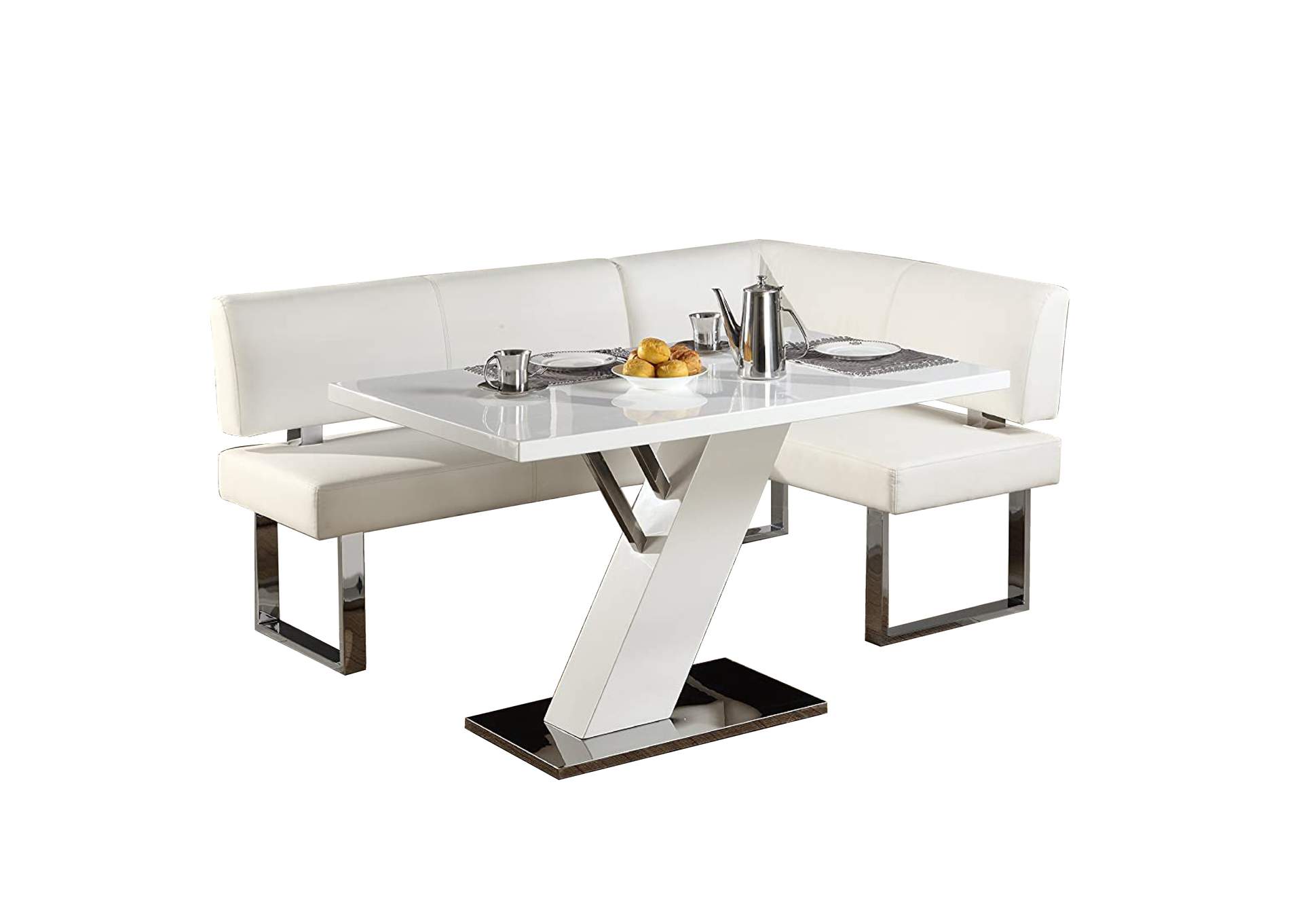 Contemporary Dining Set With Wooden Dining Table & Upholstered Nook image 3