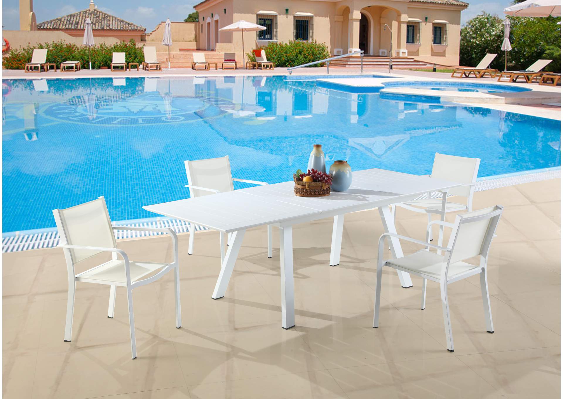 Contemporary Outdoor Uv Resistant Dining Set With Extendable Table & Lb Chairs image 1