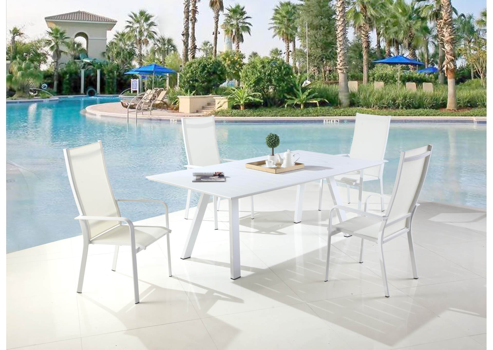 Contemporary High Back Outdoor Chair With Sling Seat image 1
