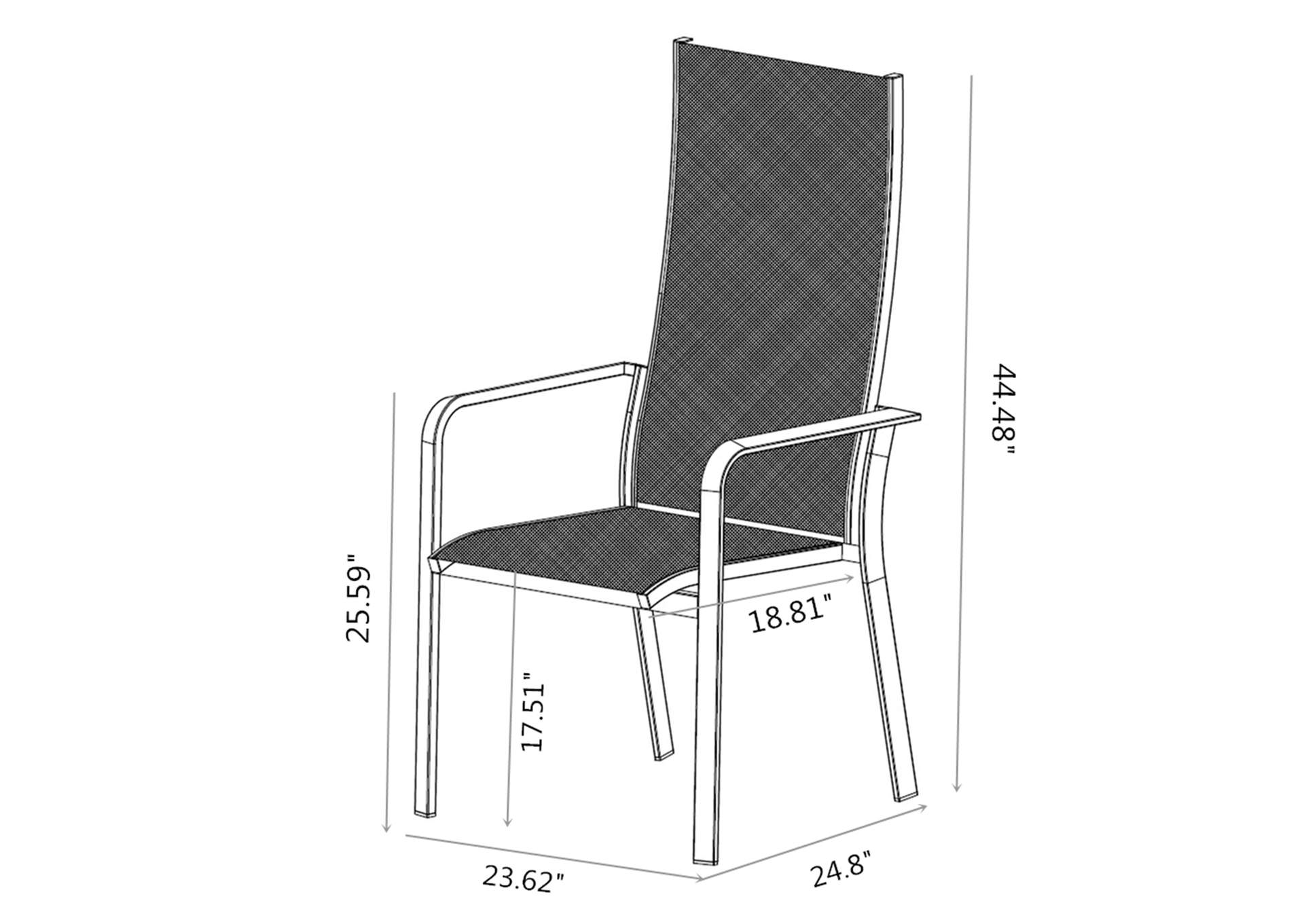Contemporary High Back Outdoor Chair With Sling Seat image 11