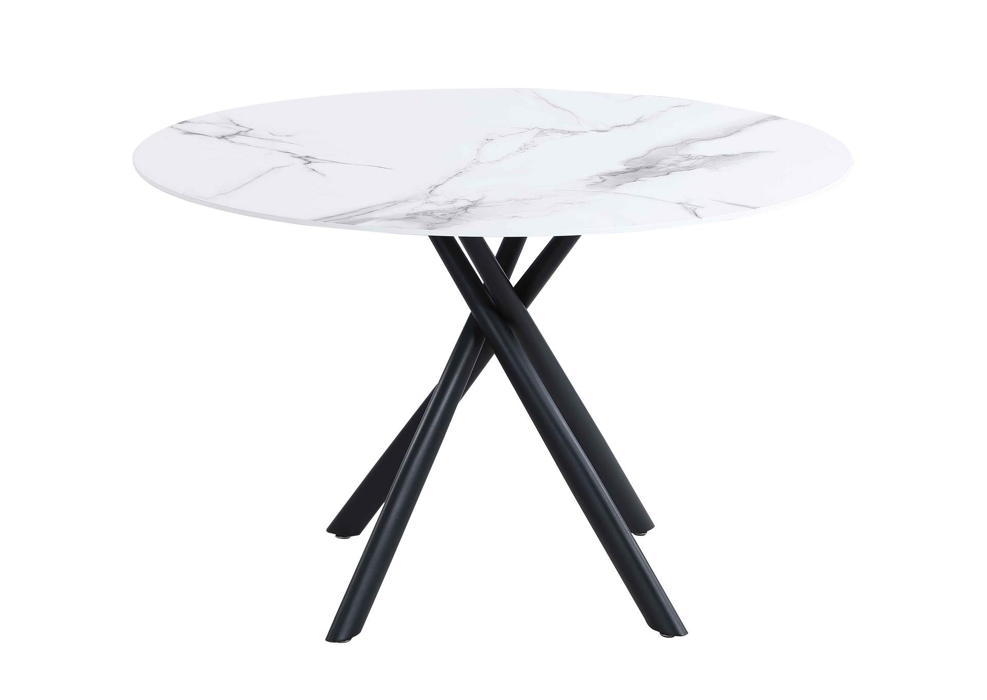 Contemporary Dining Set With Marbleized Glass Table & Upholstered Chairs image 4