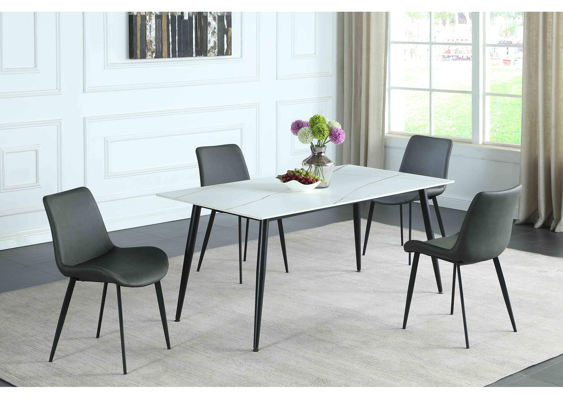 Contemporary Curved Side Chair With Steel Legs image 1