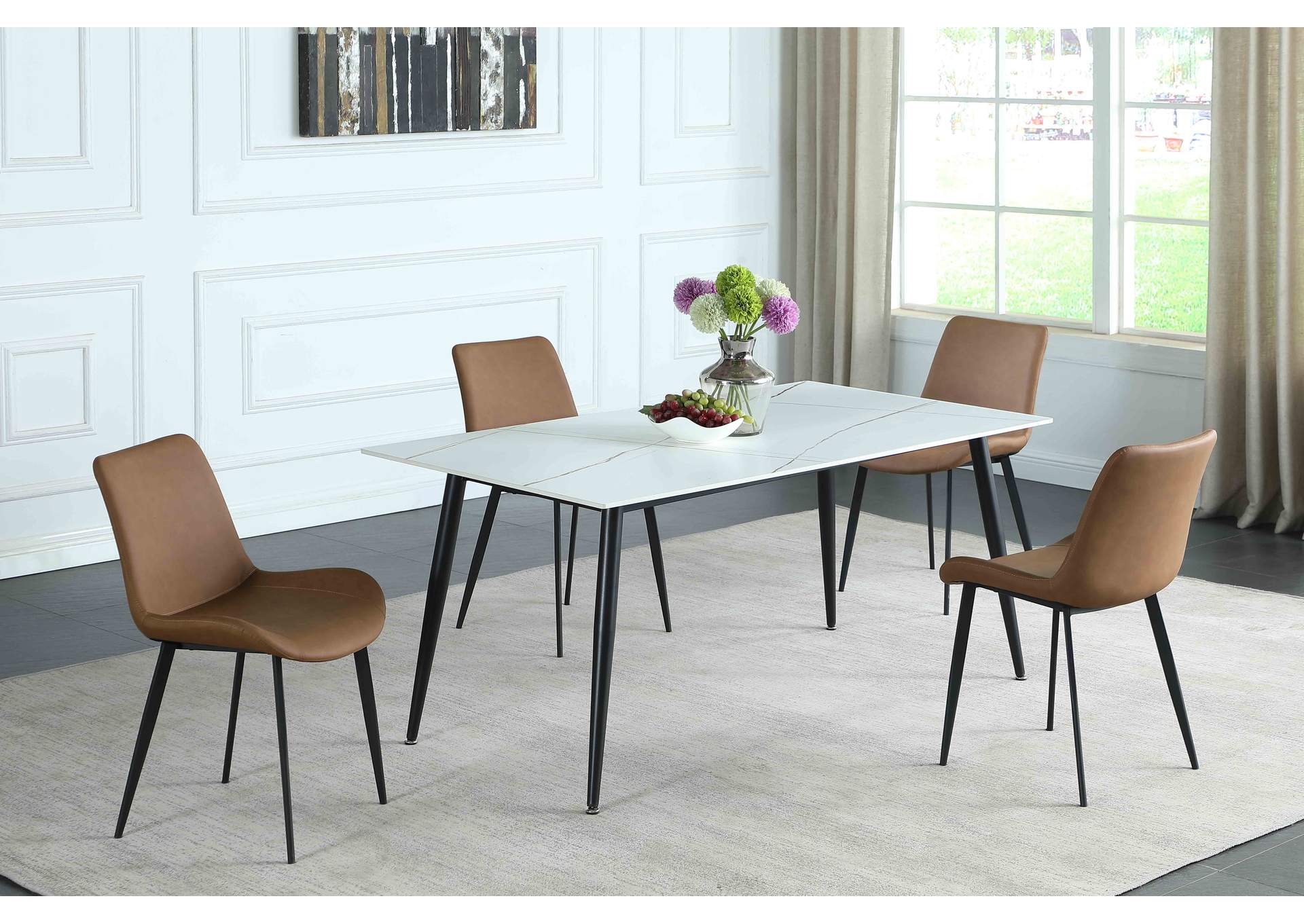 Contemporary Curved Side Chair With Steel Legs image 1