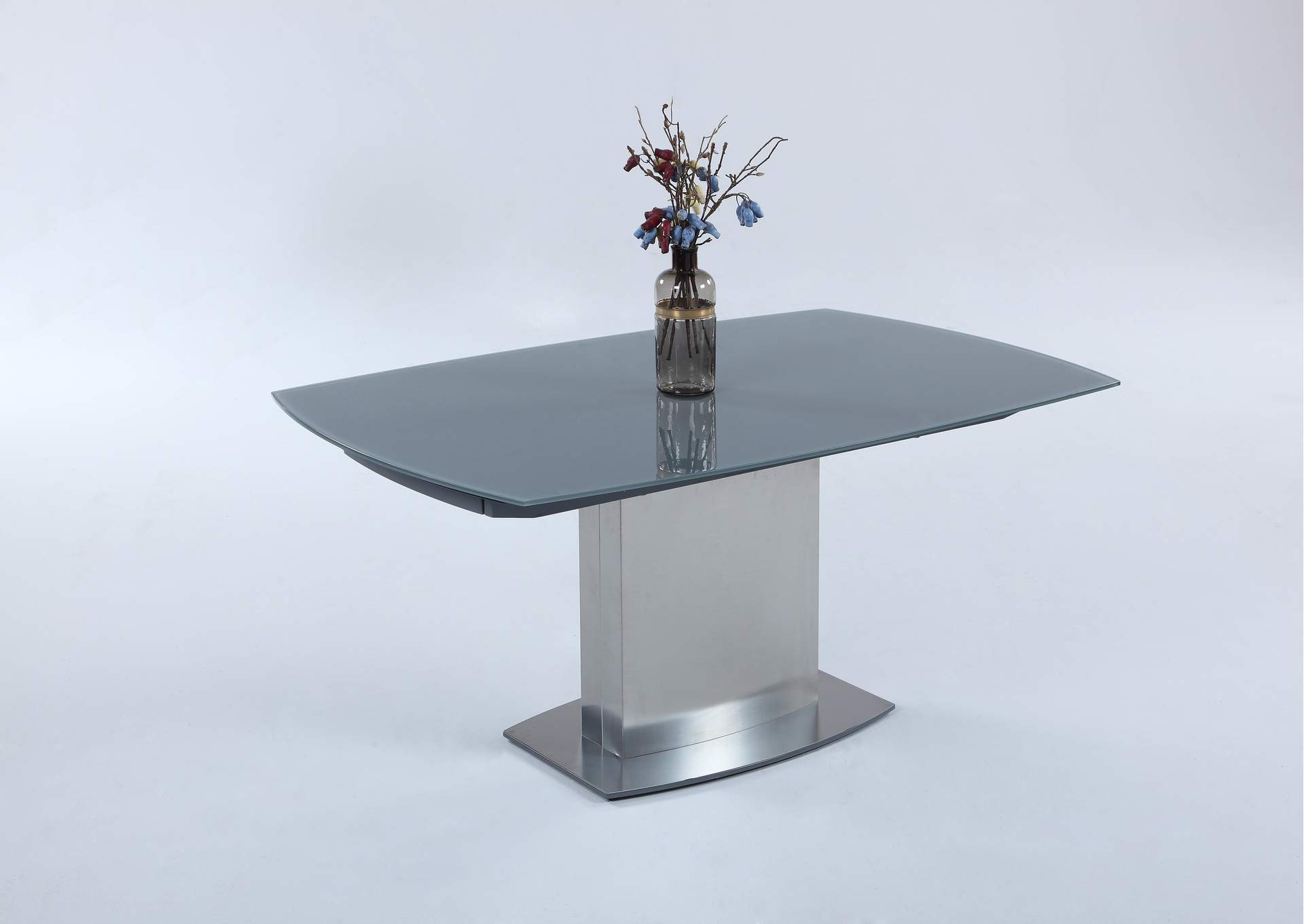 Contemporary Extendable Gray Glass Dining Table image 3