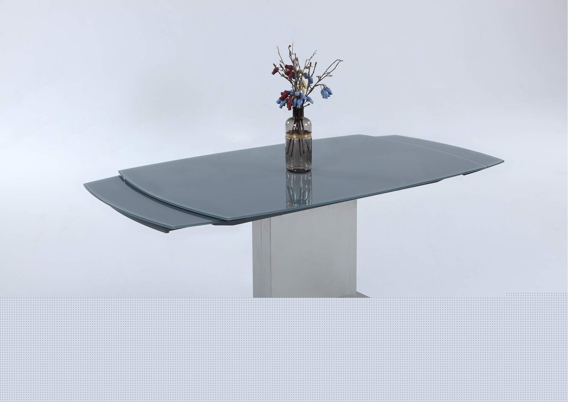 Contemporary Extendable Gray Glass Dining Table image 6