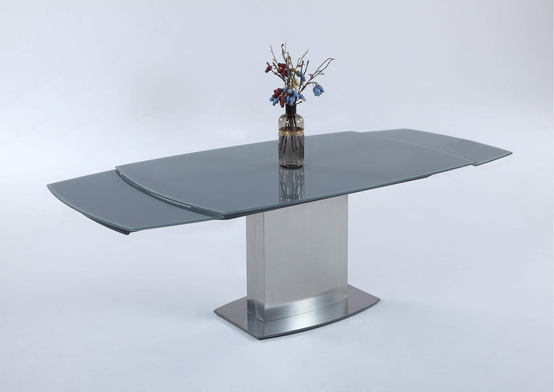 Contemporary Extendable Gray Glass Dining Table image 7