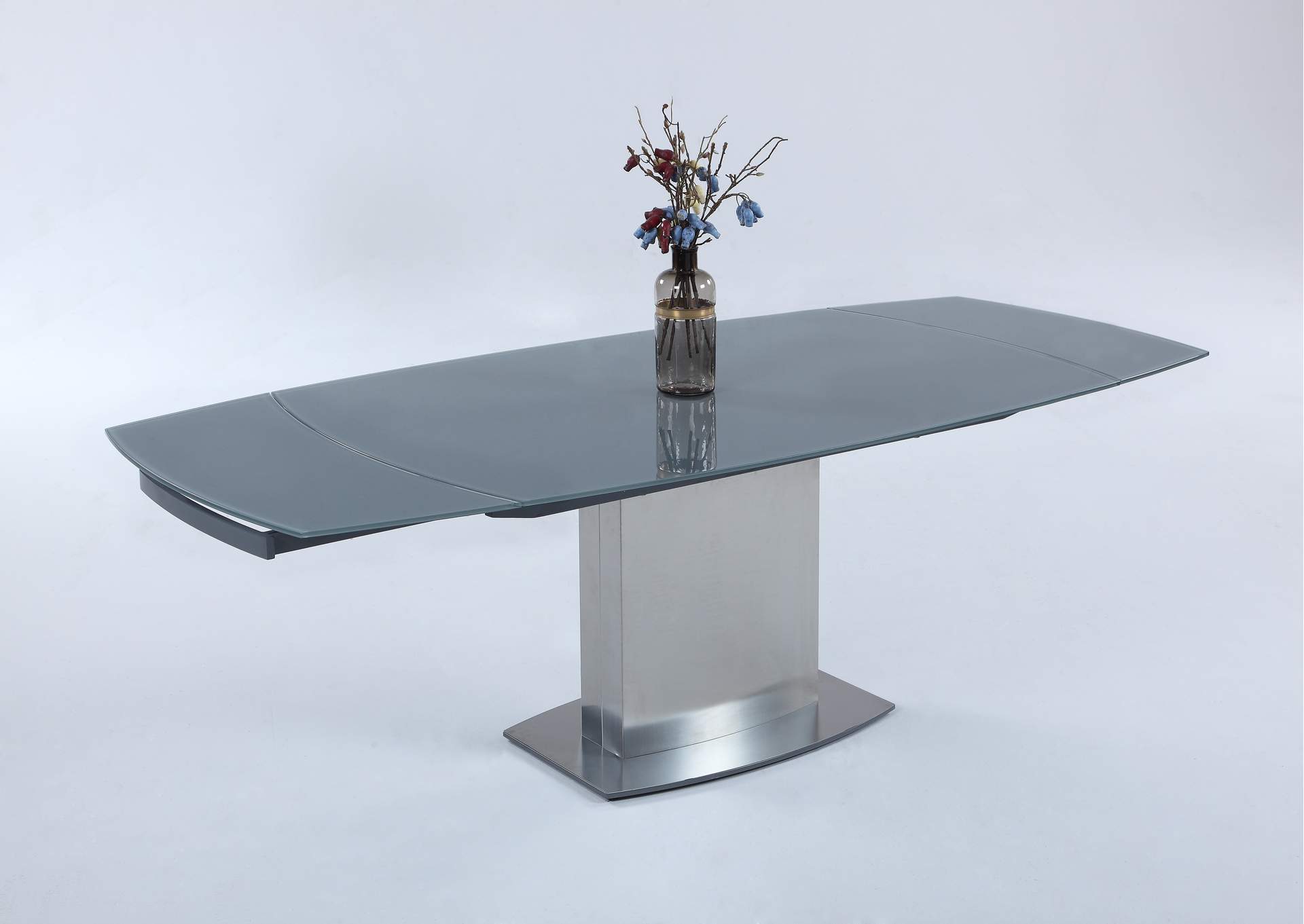 Contemporary Extendable Gray Glass Dining Table image 5