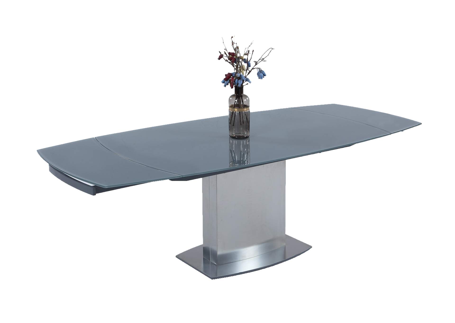 Contemporary Extendable Gray Glass Dining Table image 4