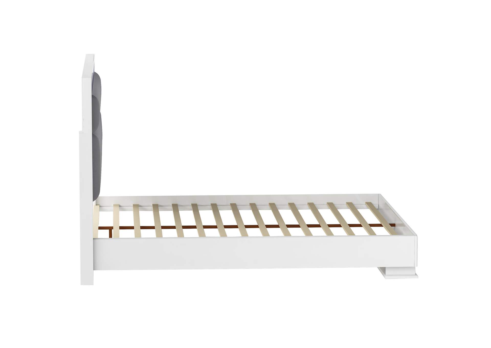 Modern Upholstered Gloss White Queen Bed With Led Lights image 7