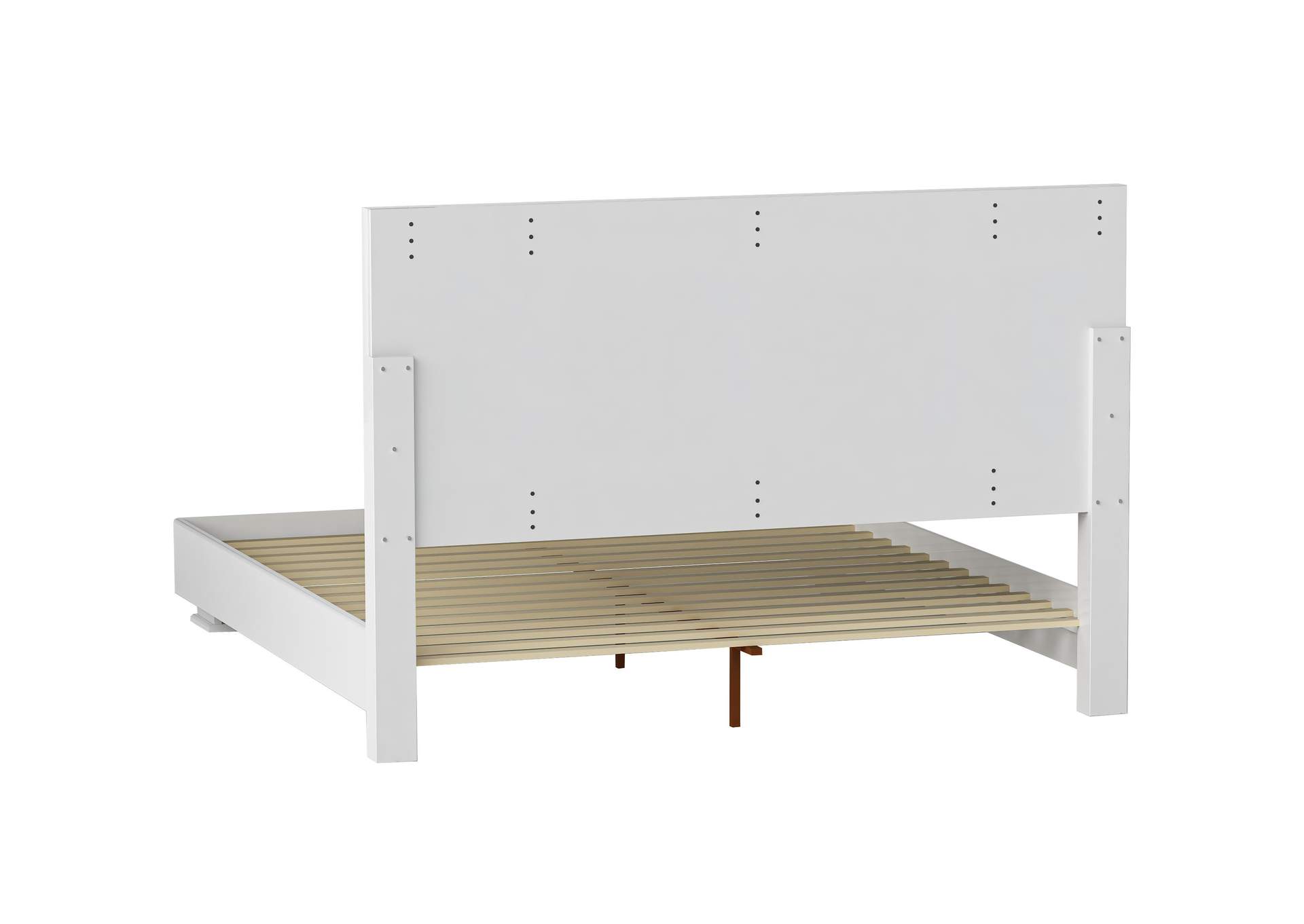 Modern Upholstered Gloss White Queen Bed With Led Lights image 8