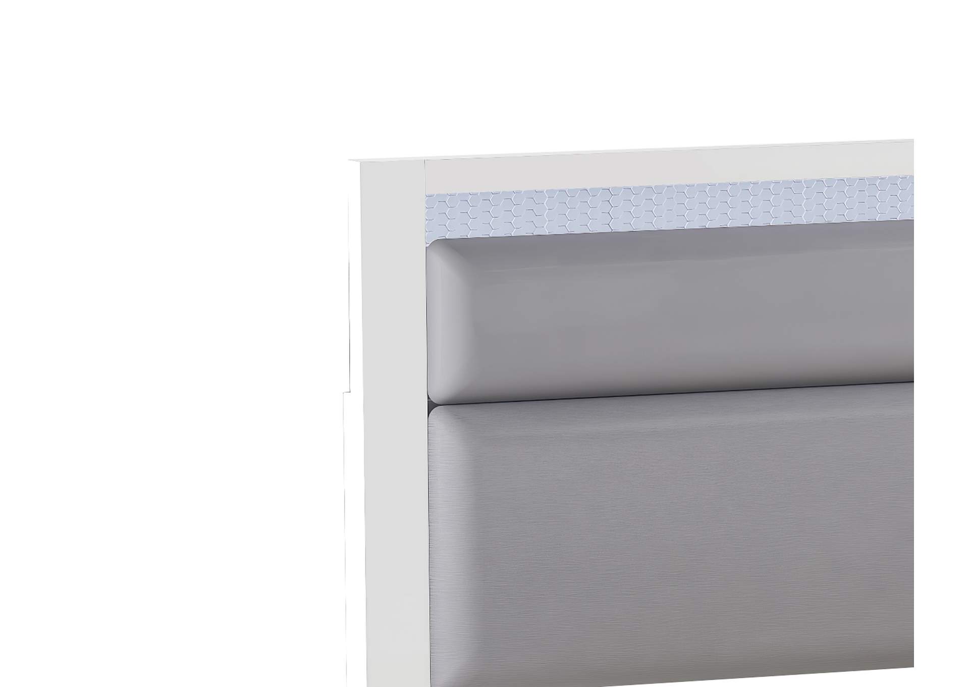 Modern Upholstered Gloss White Queen Bed With Led Lights image 9