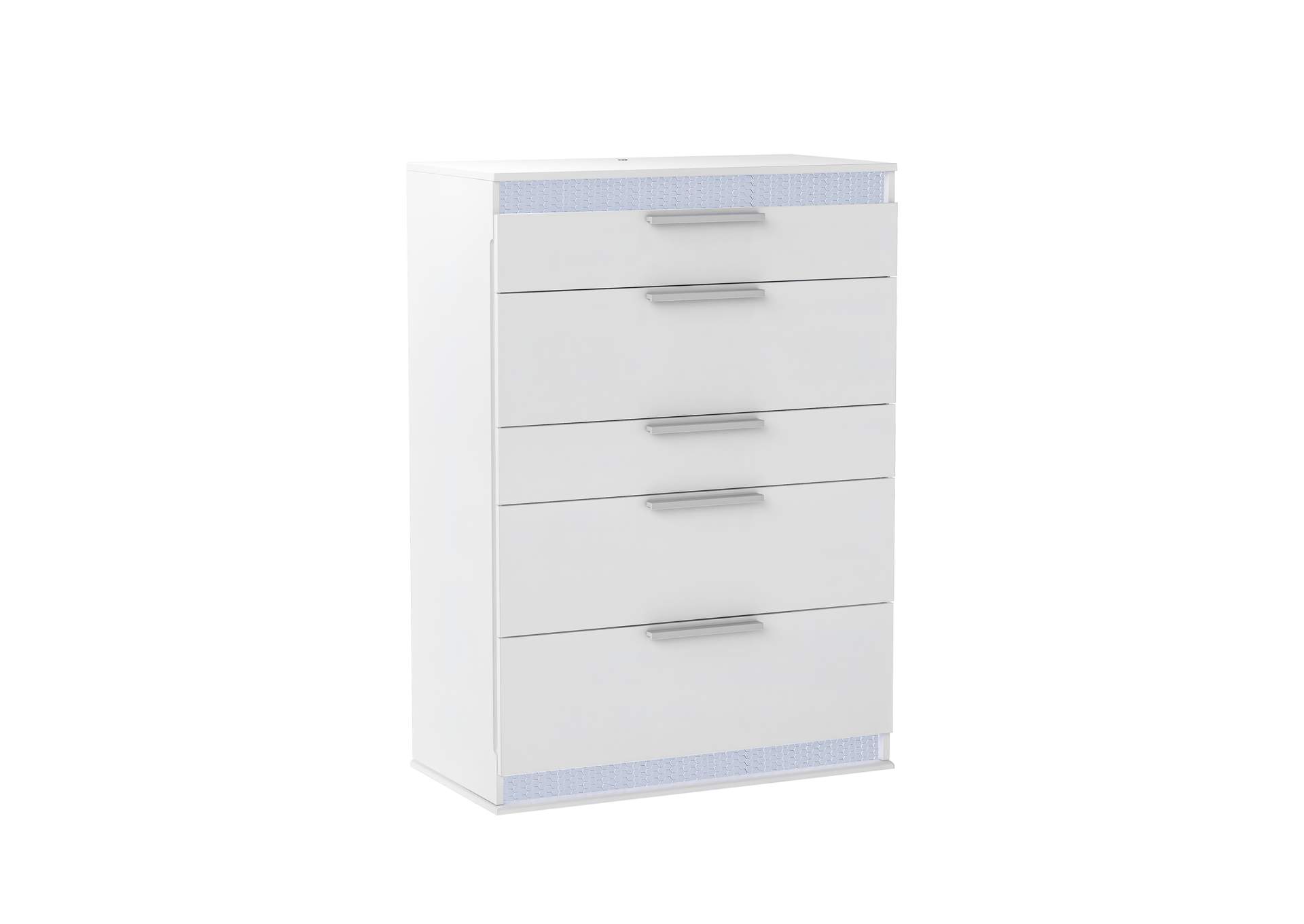 Modern Gloss White 5-Drawer Bedroom Chest image 3
