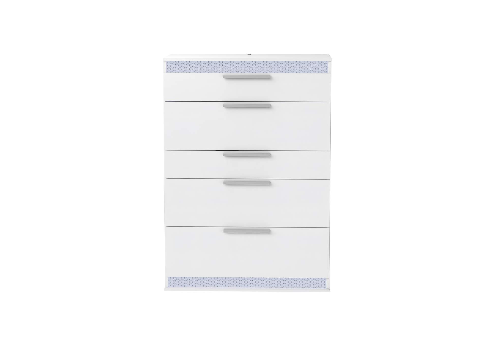 Modern Gloss White 5-Drawer Bedroom Chest image 4