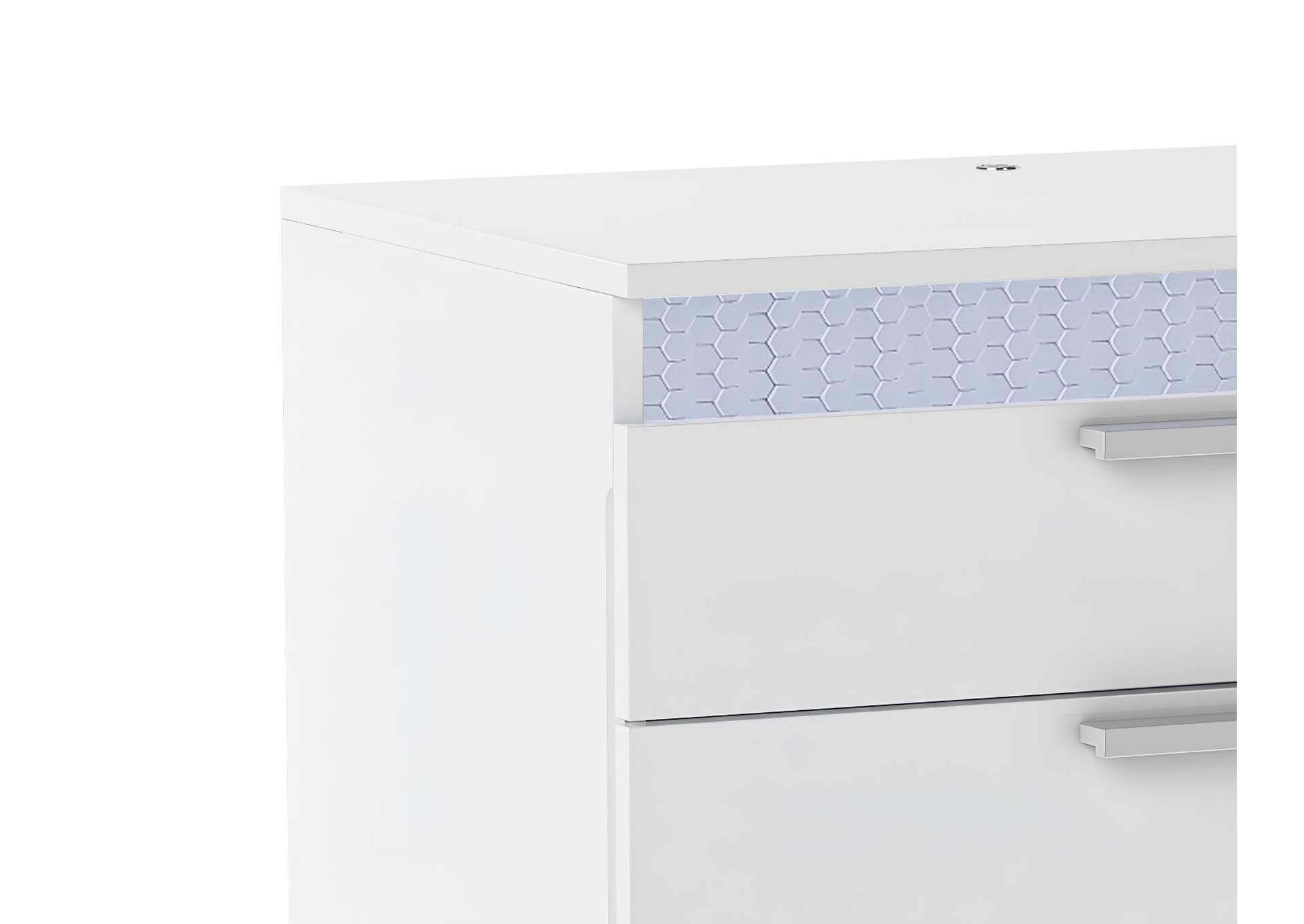 Modern High Gloss White 4 Pc. King Bedroom Set With Led Lighting image 8