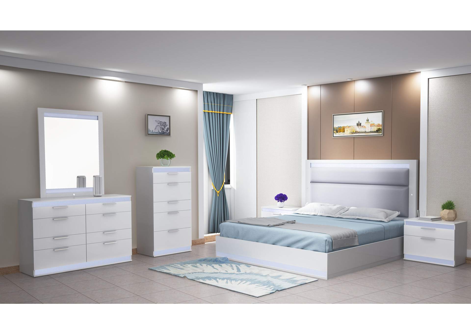 Modern Gloss White 5-Drawer Bedroom Chest image 8