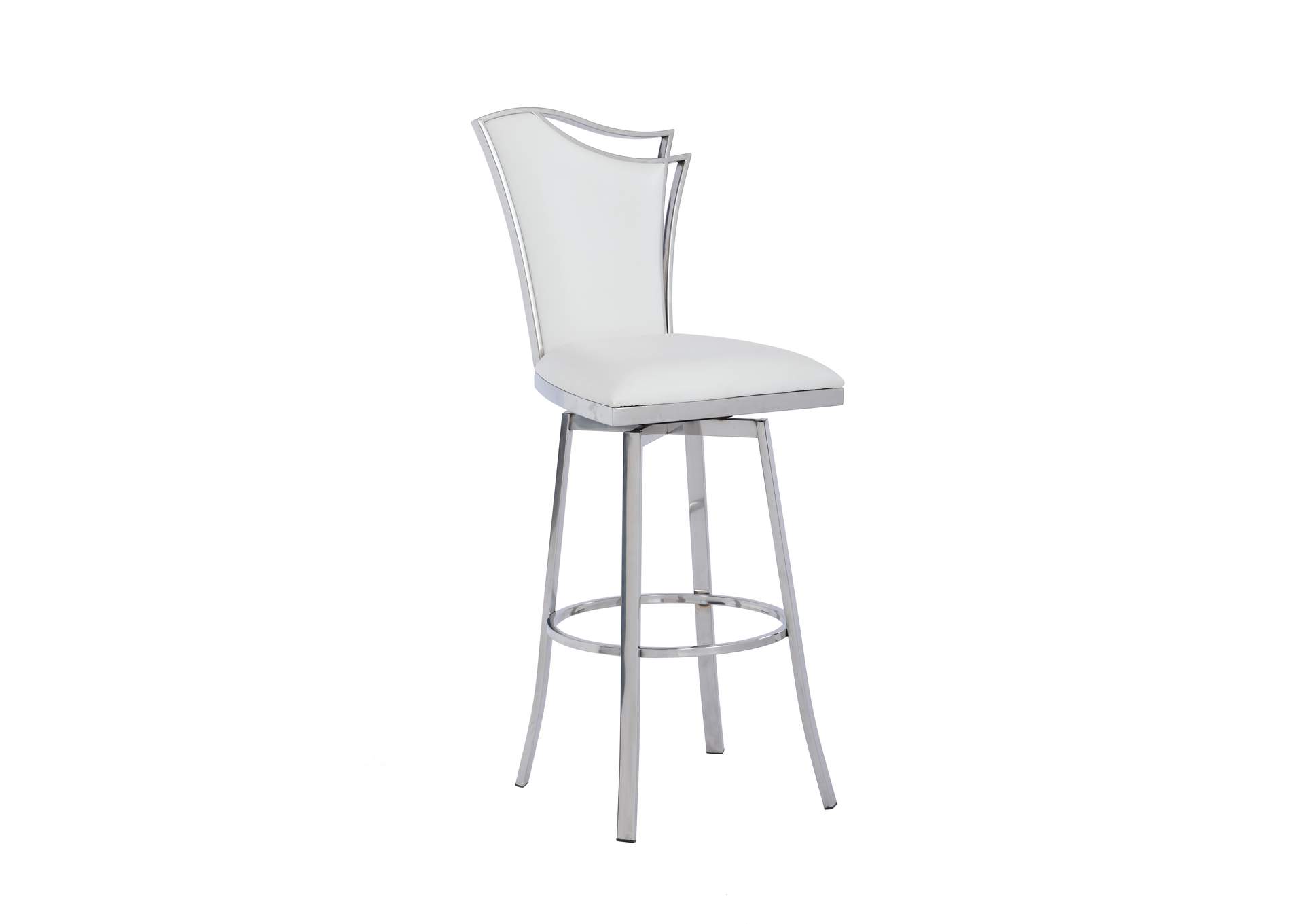 Contemporary Swivel Bar Stool With Design Back image 3
