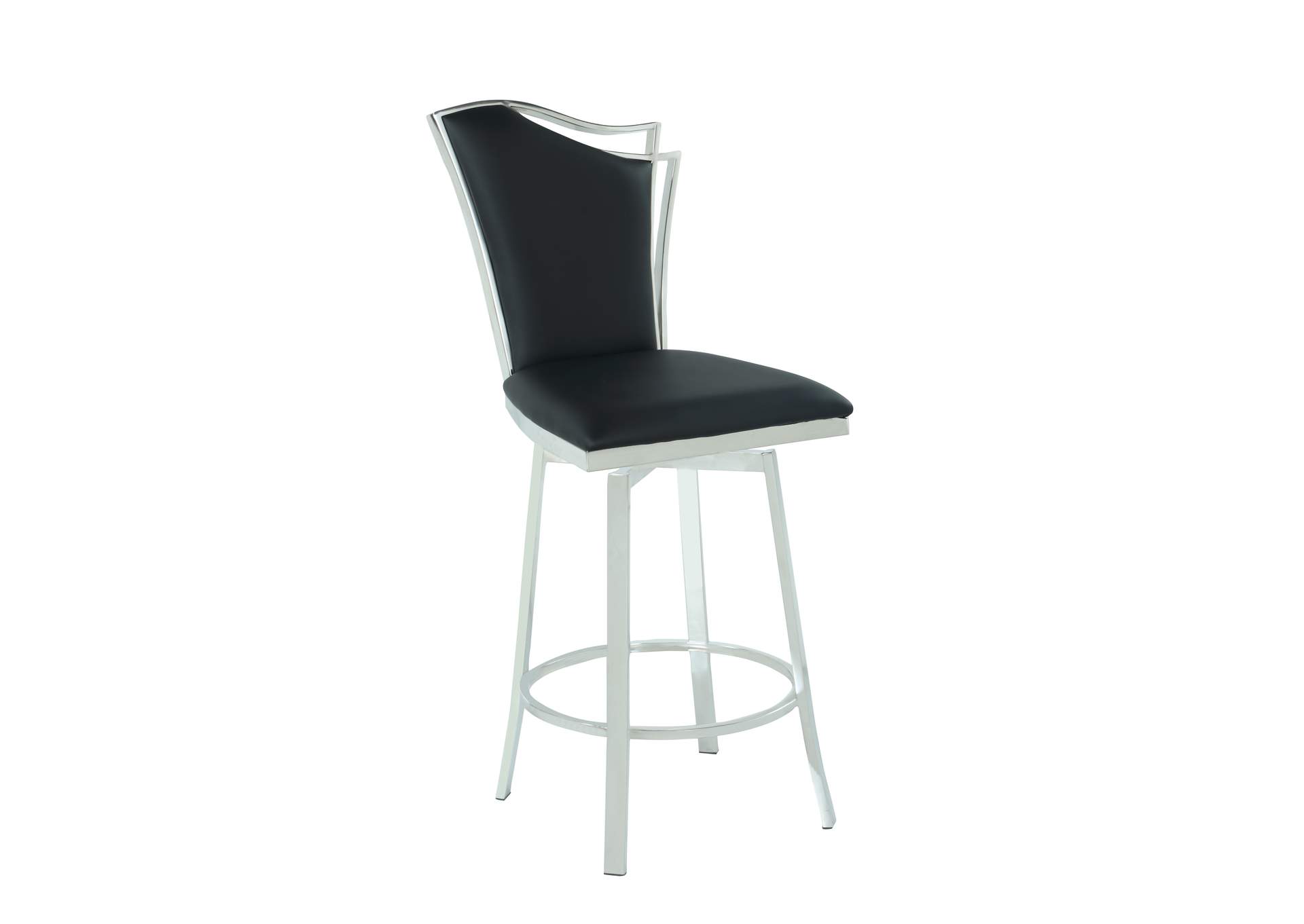 Contemporary Swivel Bar Stool With Design Back image 3