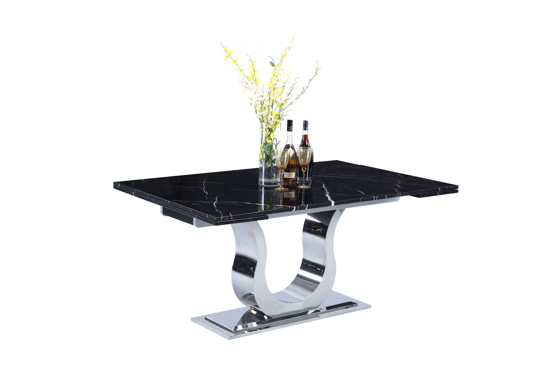 Contemporary Dining Set With Extendable Marble Table & 4 White Chairs image 4