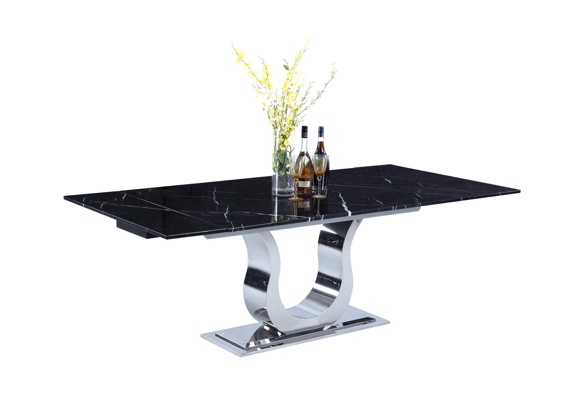 Contemporary Dining Set With Extendable Marble Table & 4 White Chairs image 8