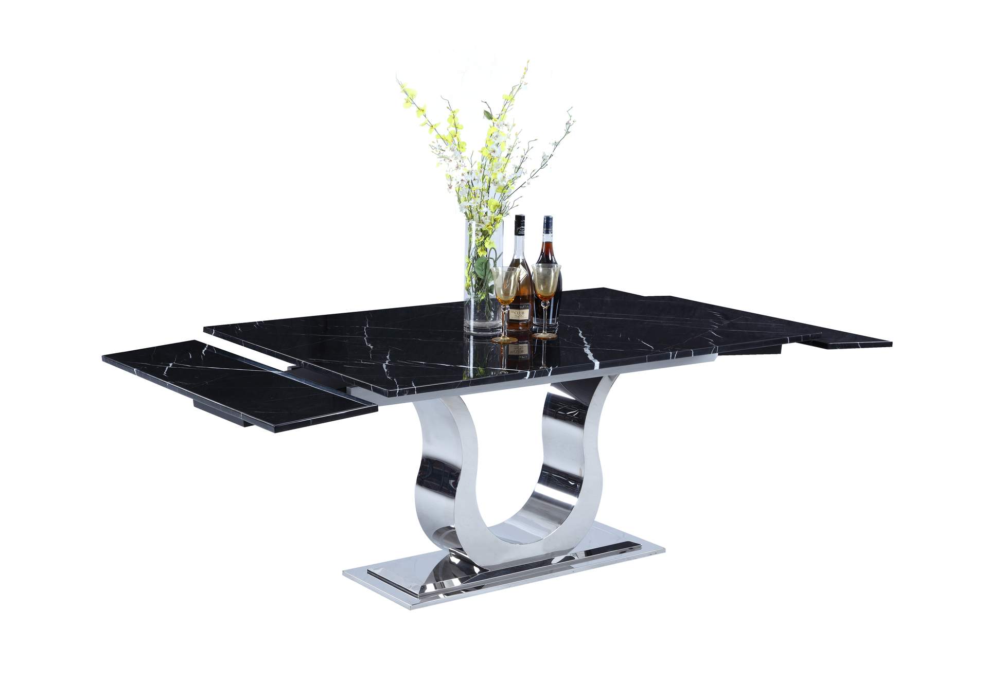 Contemporary Dining Set With Extendable Marble Table & 4 White Chairs image 7