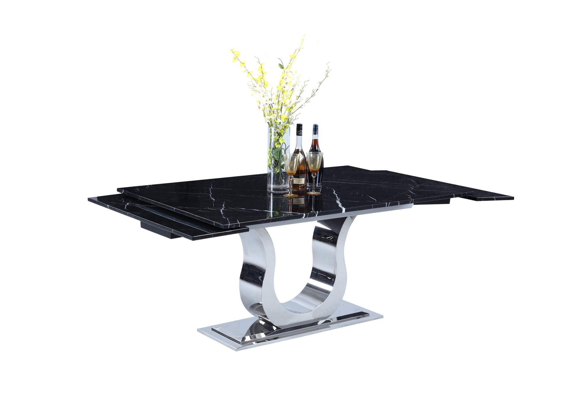 Contemporary Dining Set With Extendable Marble Table & 4 White Chairs image 6