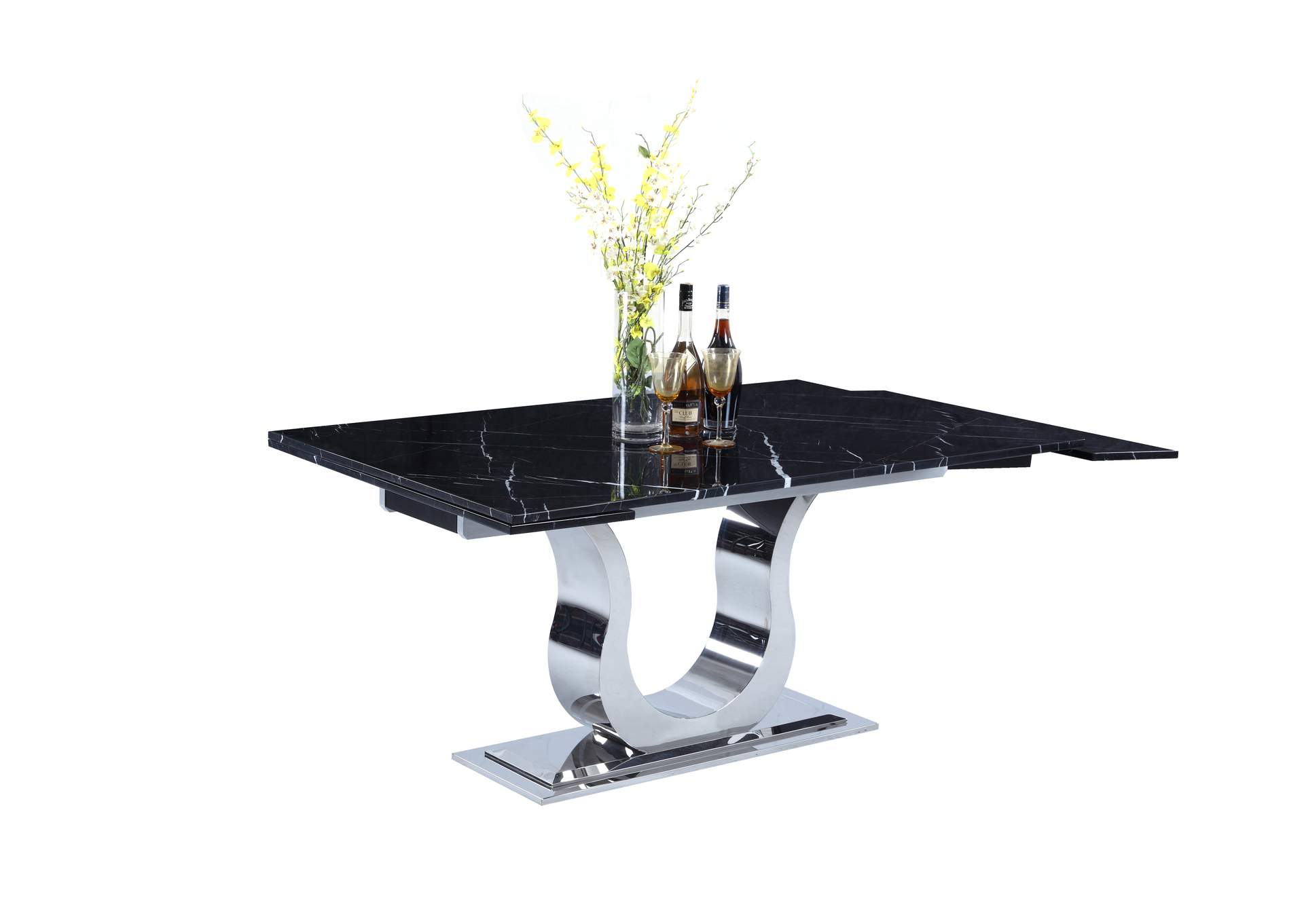 Contemporary Dining Set With Extendable Marble Table & 4 White Chairs image 5