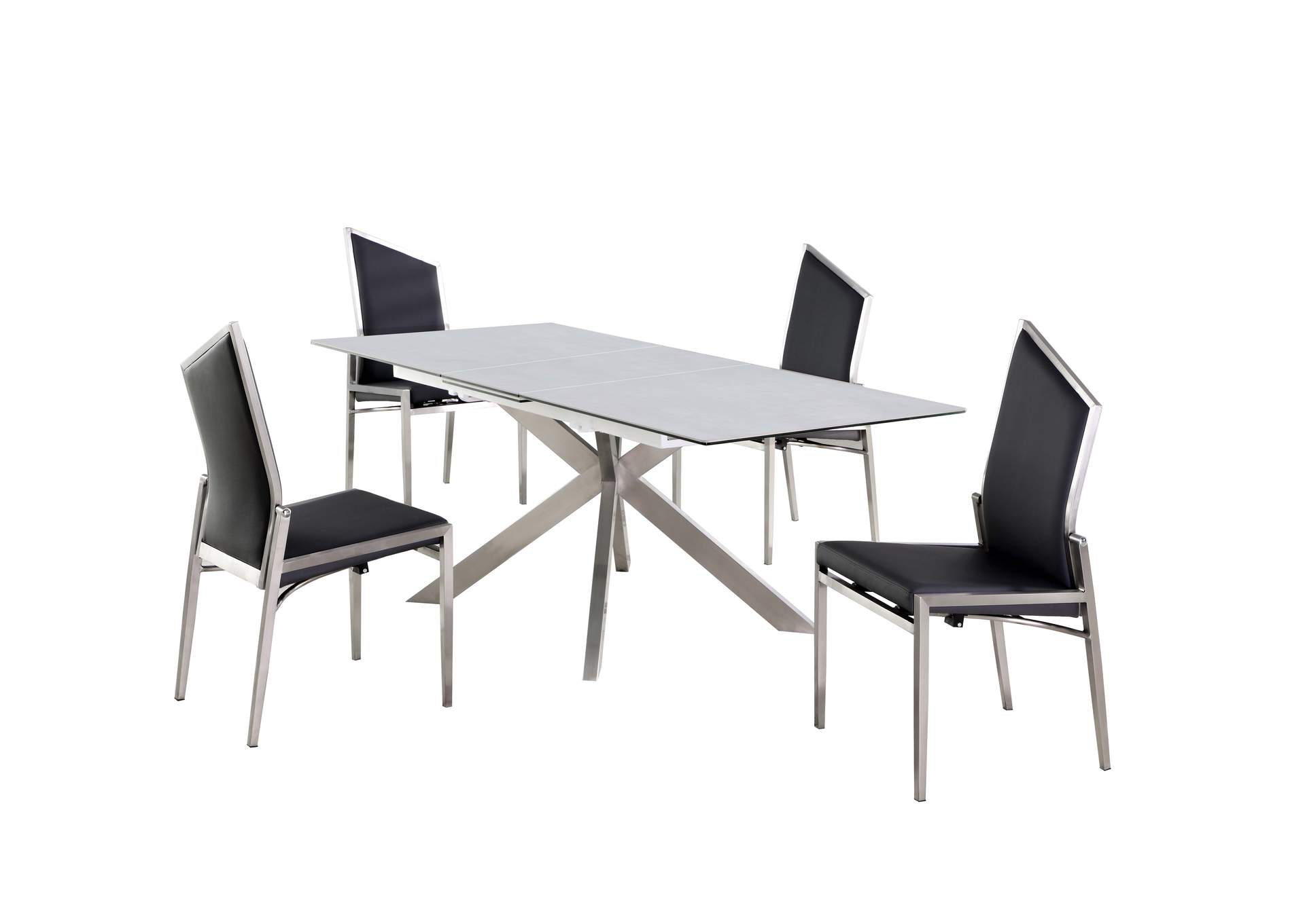 Dining Set With Pop-Up Extendable Ceramic Top Table & 4 Motion Chairs image 3